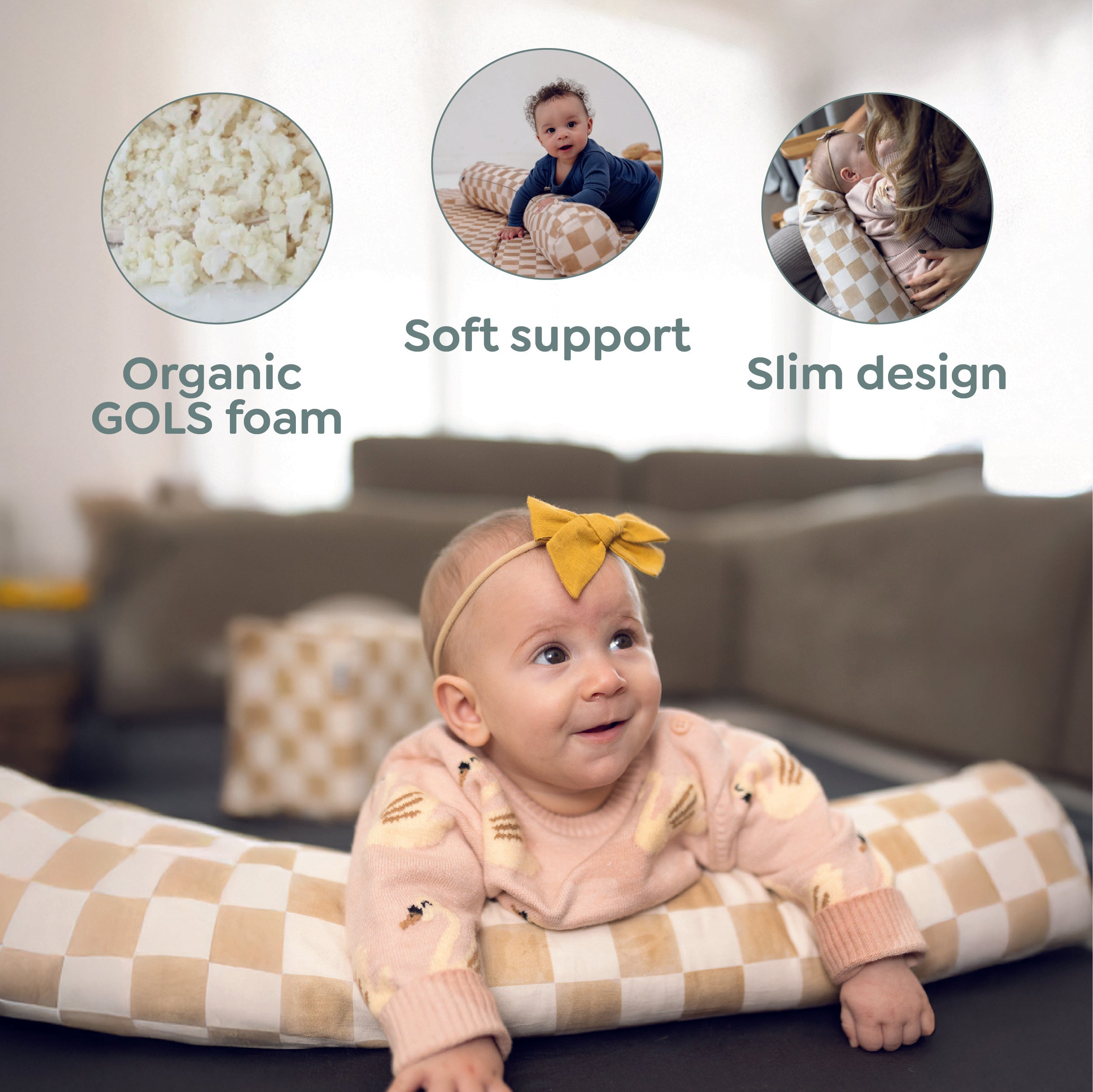 Checker Toffee Support Pillow