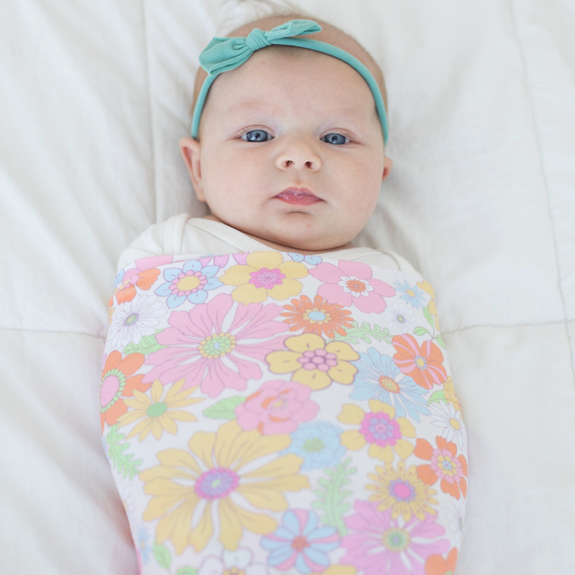 Buttery Soft And Stretchy Swaddle Blanket - Retro Floral