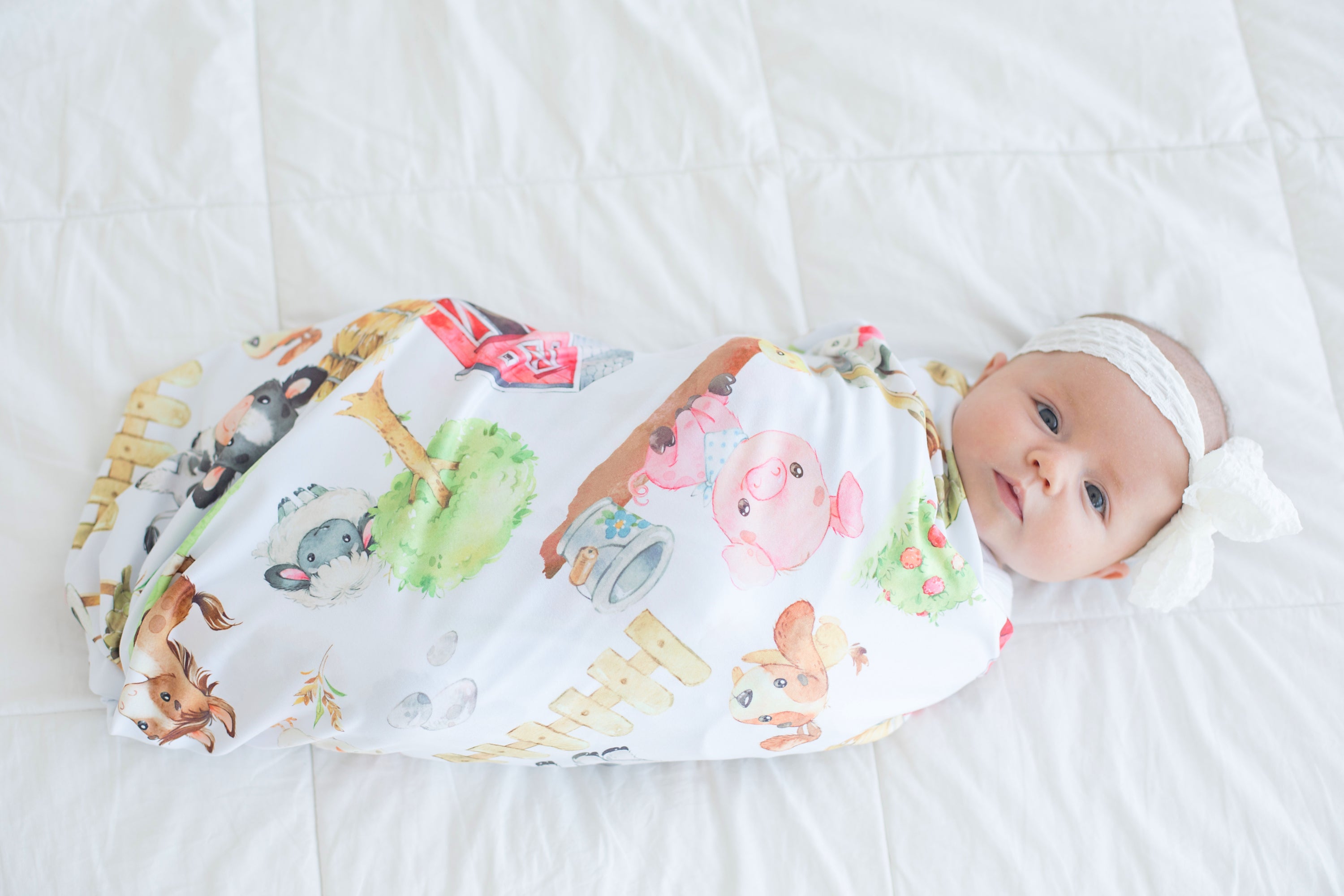Farm Animals Baby Swaddle Blanket