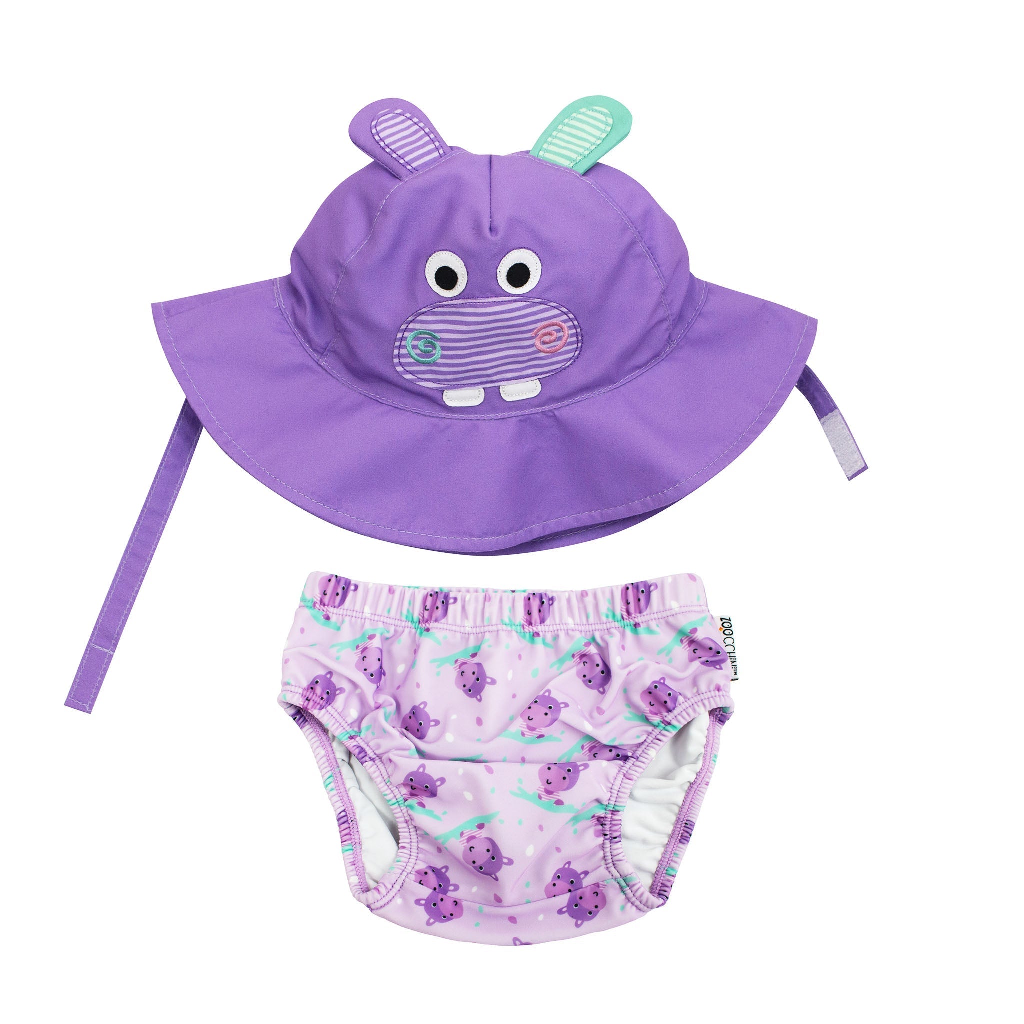 Baby Swim Diaper & Sun Hat Set - Harper The Hippo