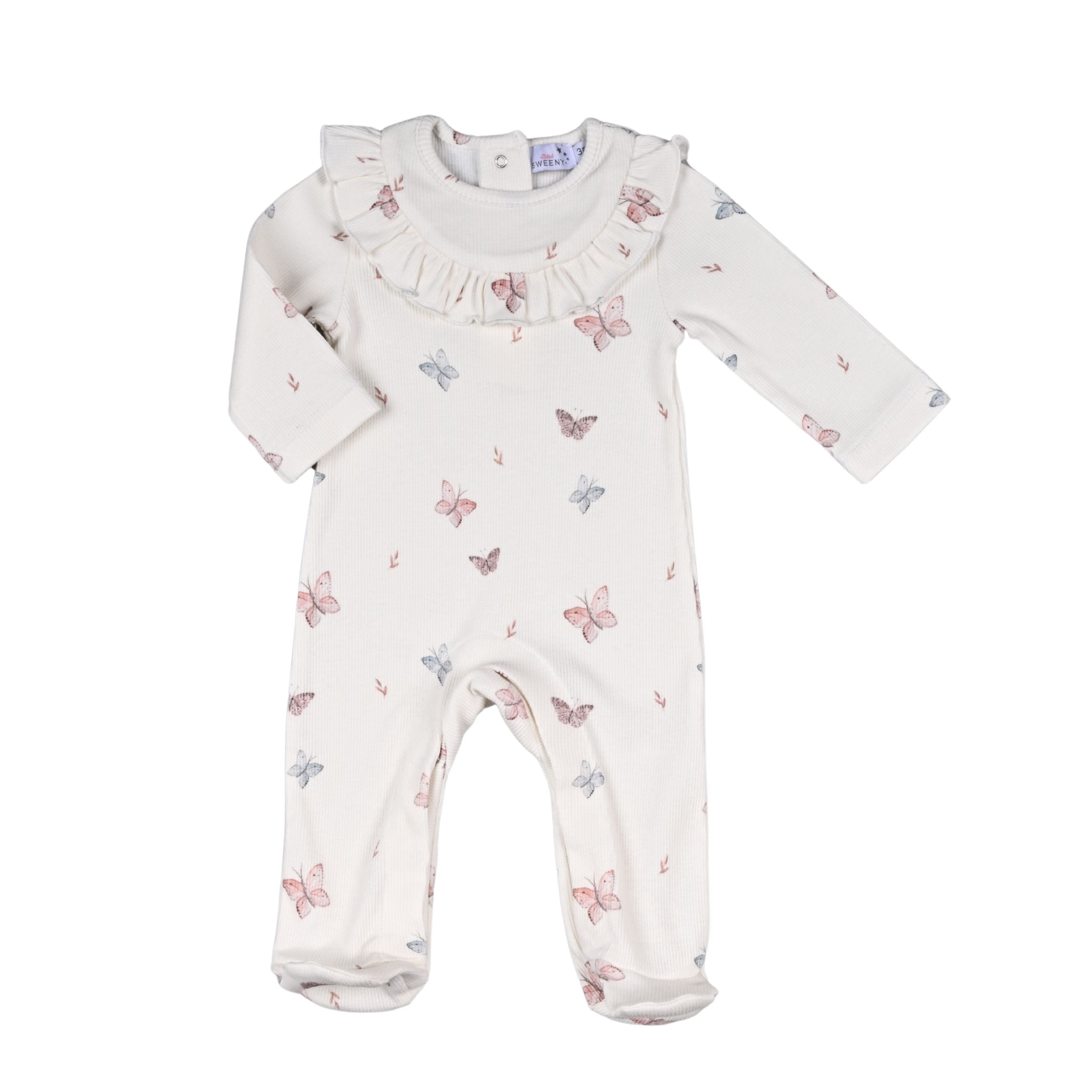 Syrine | Girls White Cotton Butterfly Print All-in-one