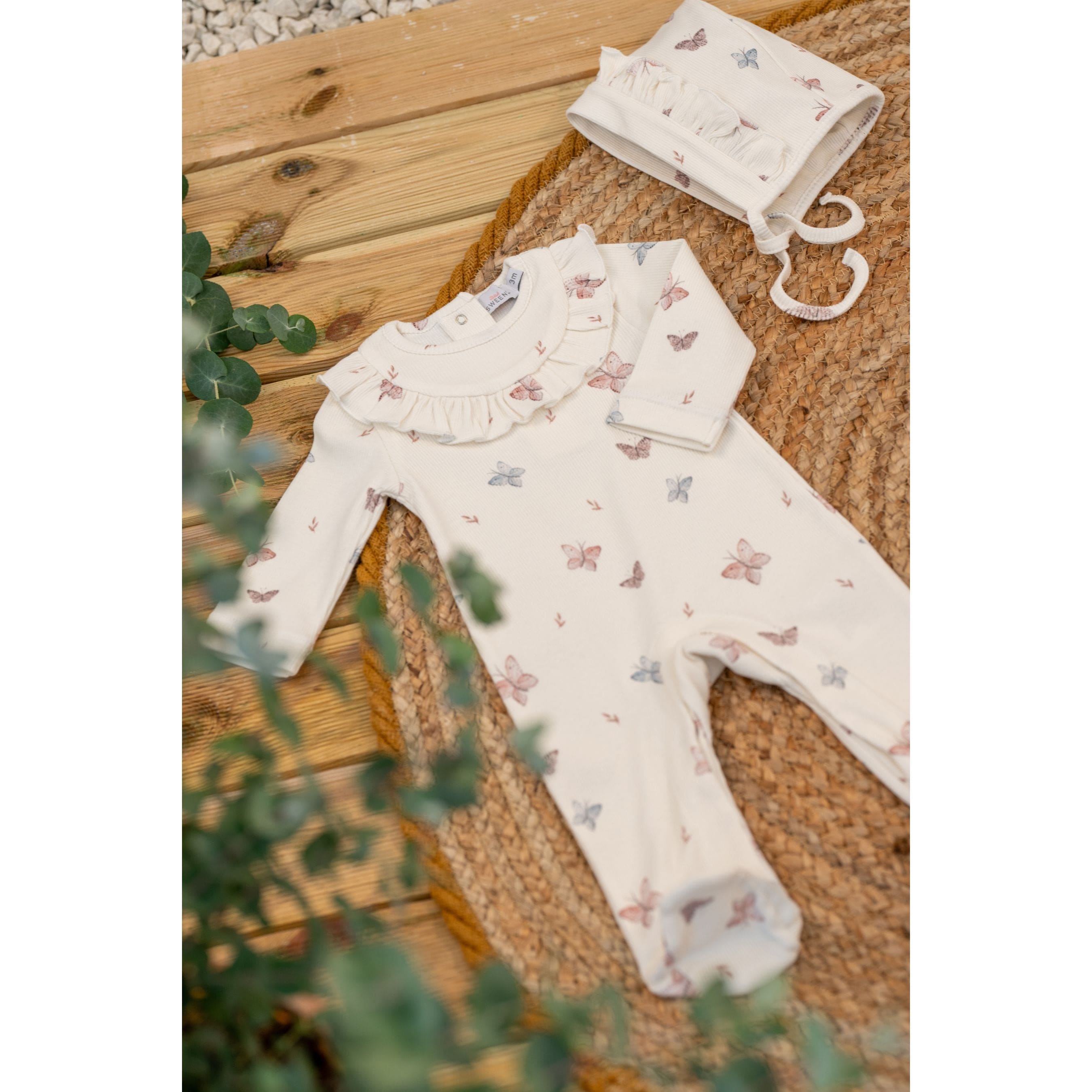 Syrine | Girls White Cotton Butterfly Print All-in-one