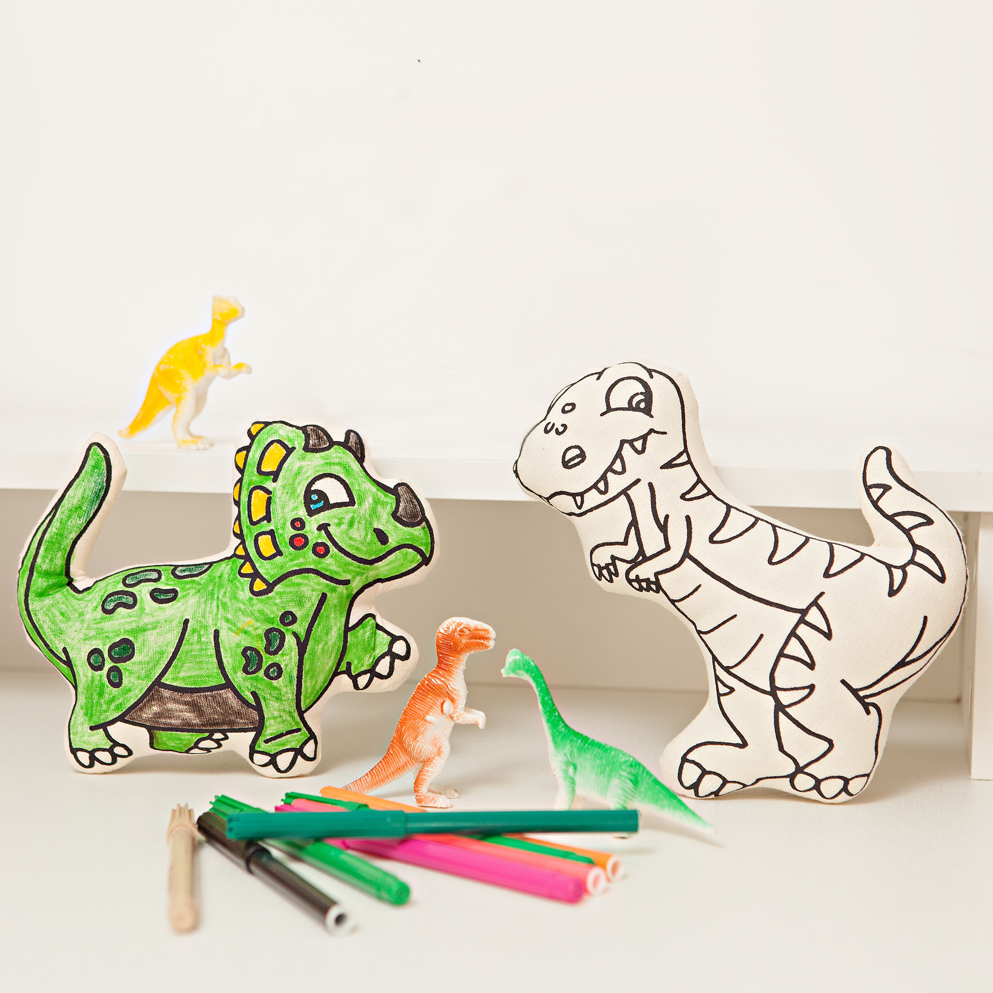 : Dinosaurs For Coloring Duo Pack - T-rex & Triceratops - Washable And Reusable For Creative Play