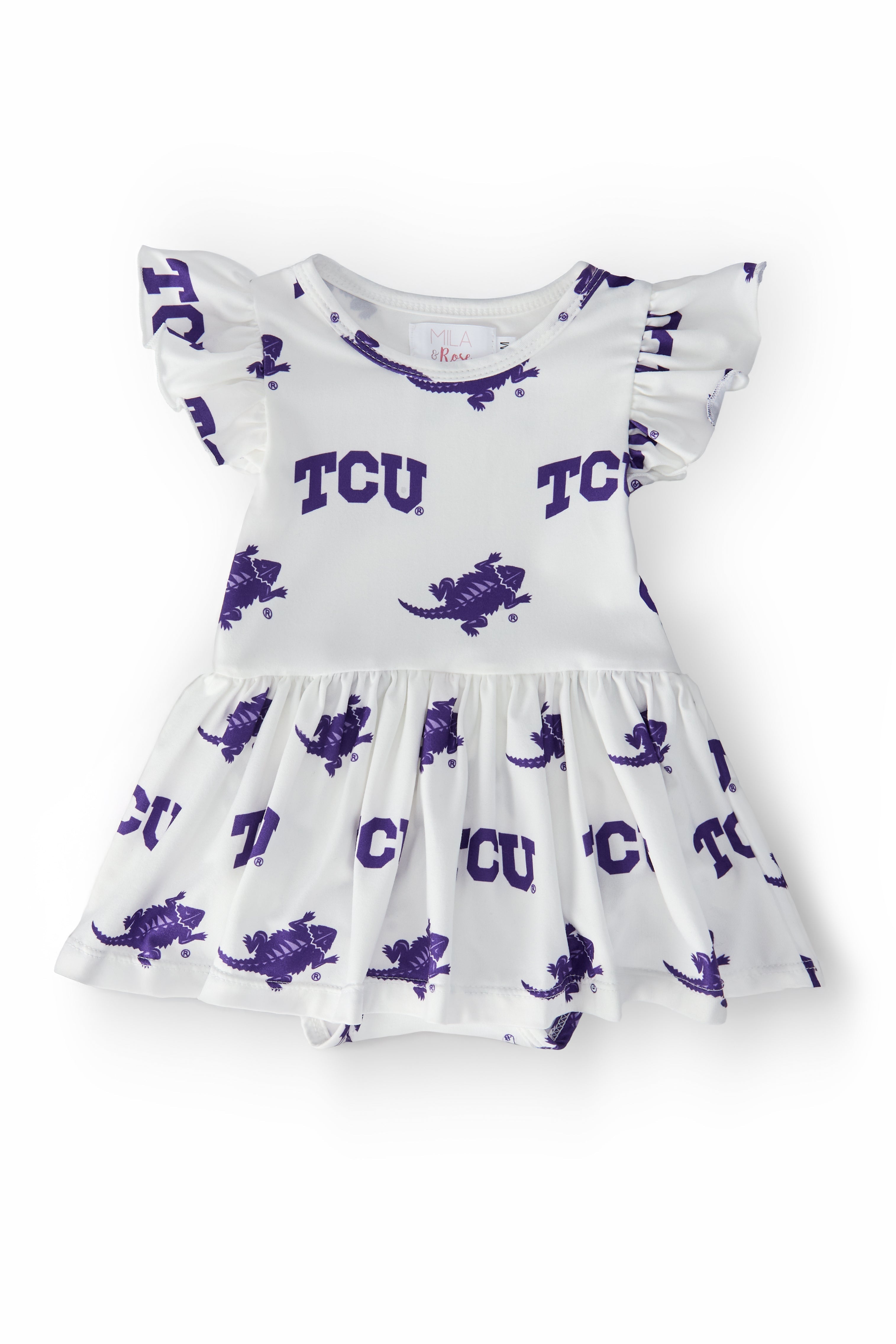Tcu White Frog Flutter Twirl Bodysuit