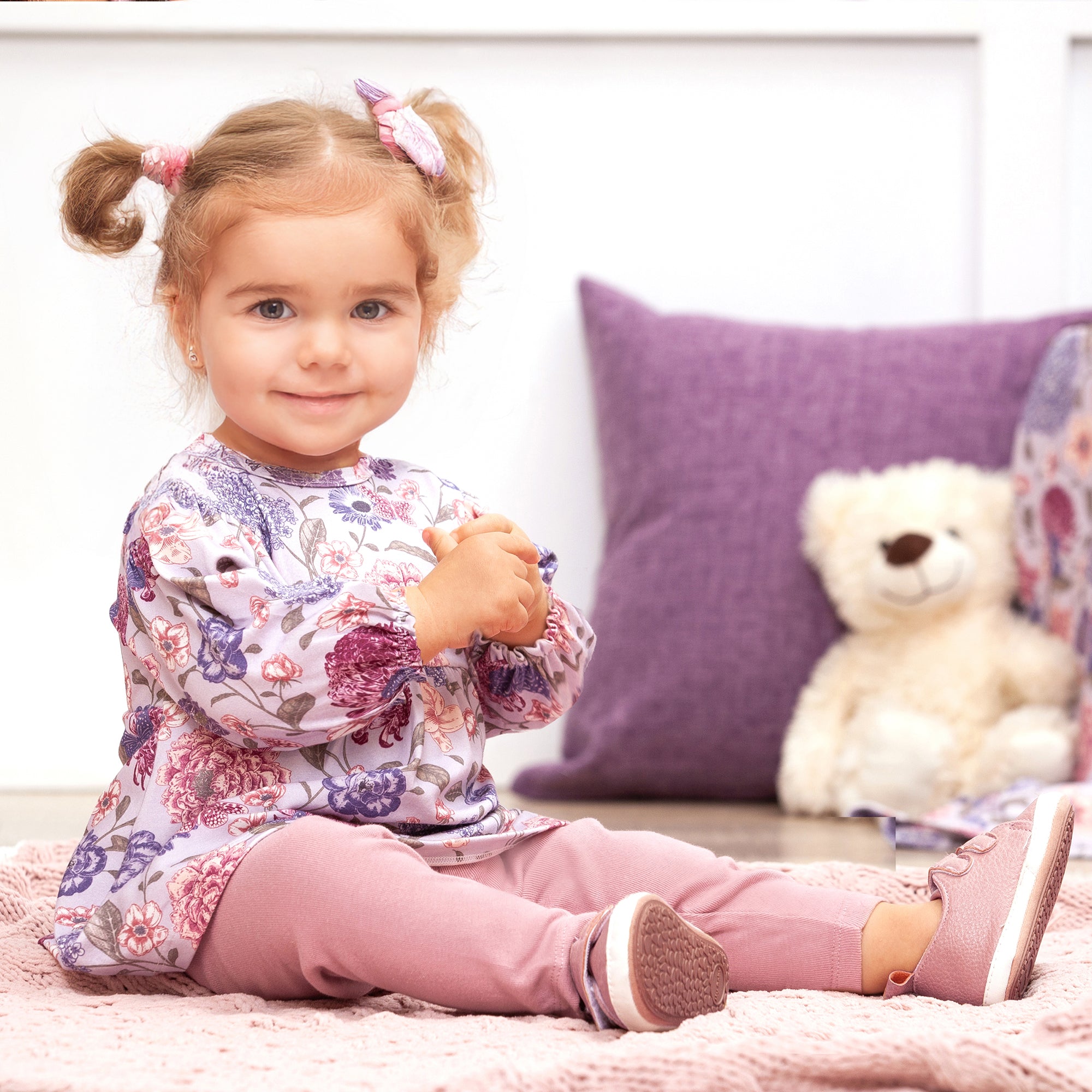 Floral Baby Top & Leggings Set – Bamboo Cotton Vintage Bloom