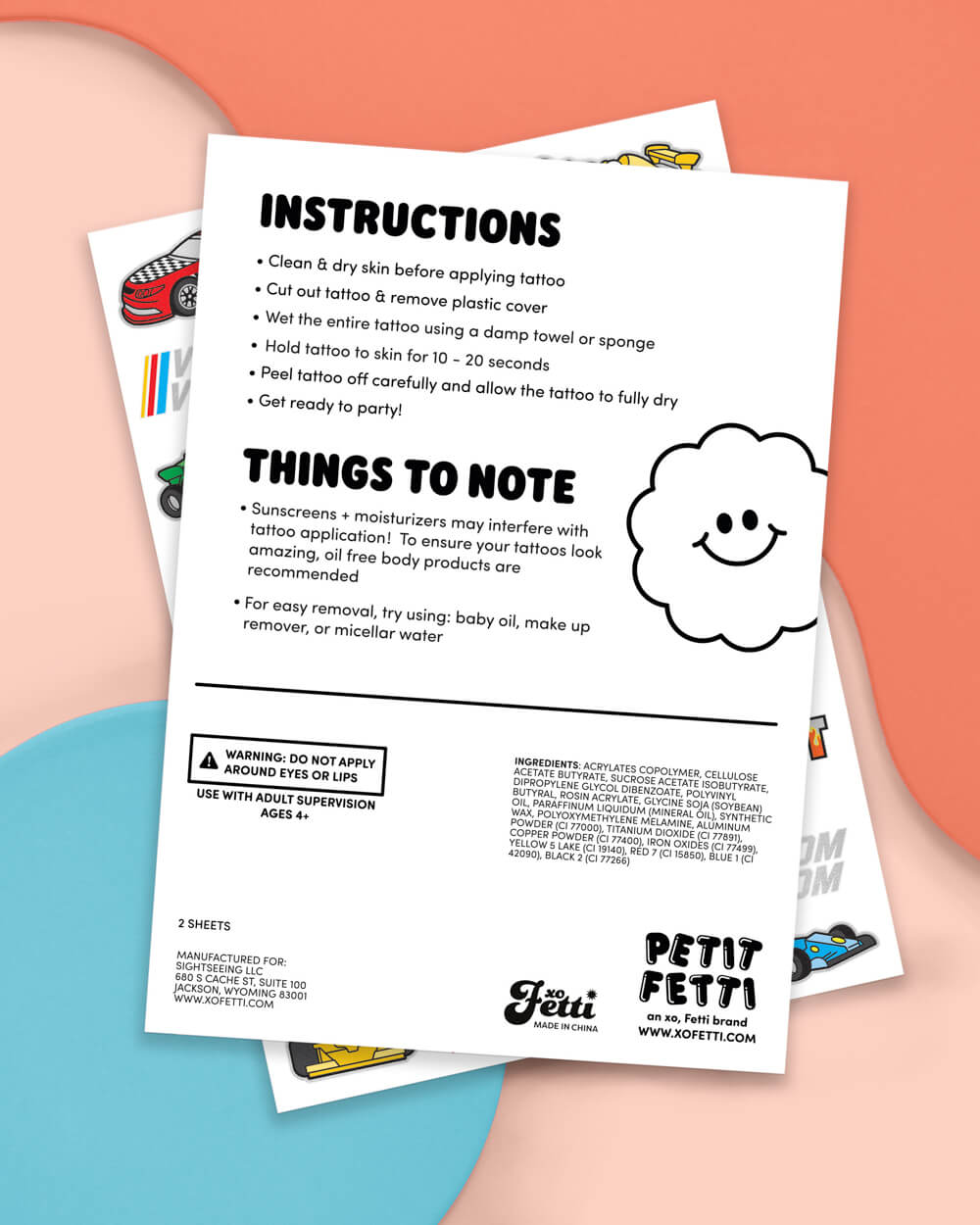 Racecar Tats - 46 Foil Temporary Tattoos