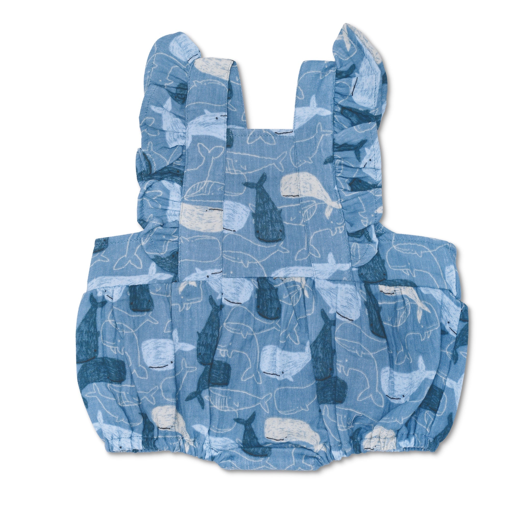Muslin Flutter Sleeve Romper - Whale Tales