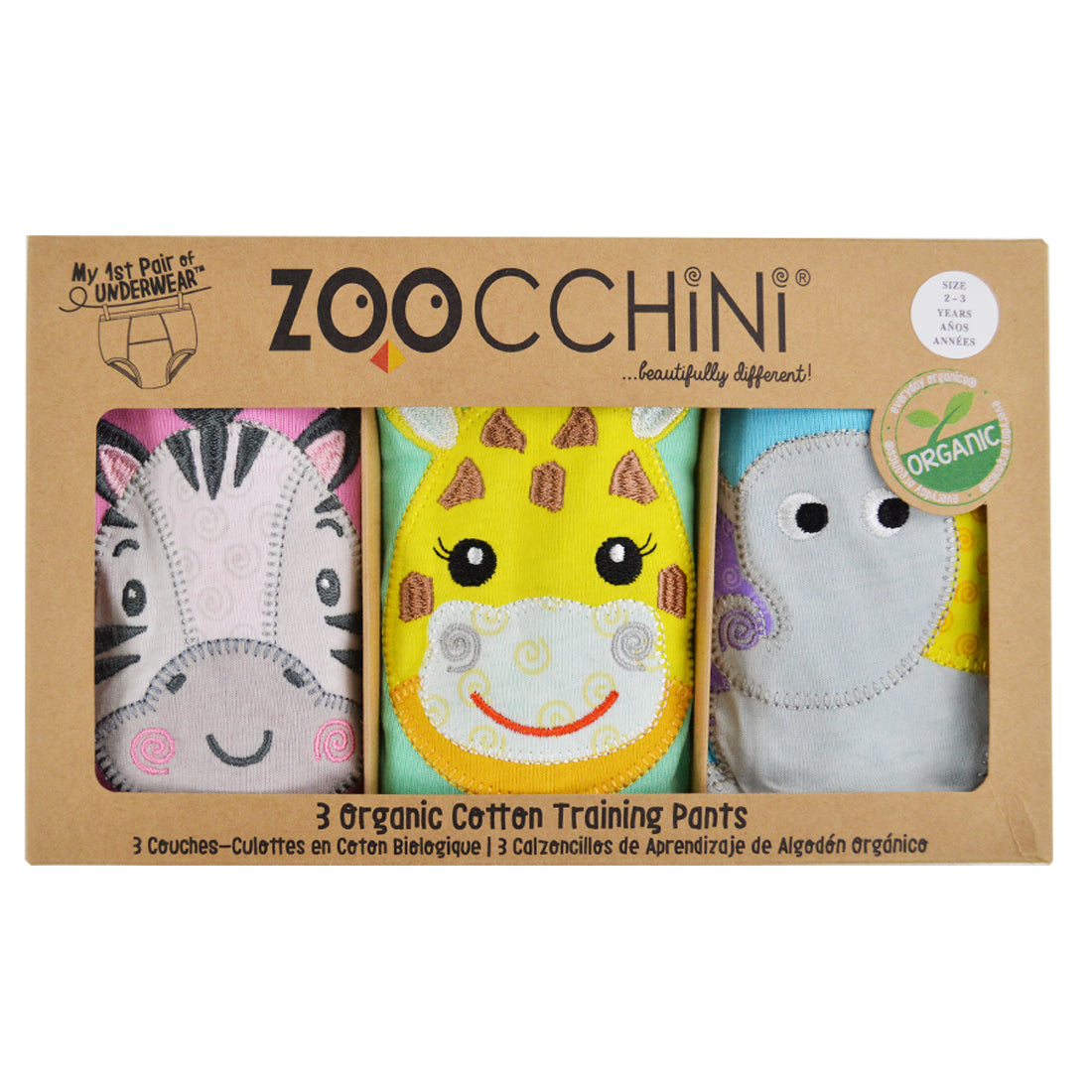 Toddler Organic Potty Training Pants (3-pk) - Zoo Friends **pre-order (orders Will Ship In Full Early March '25)**