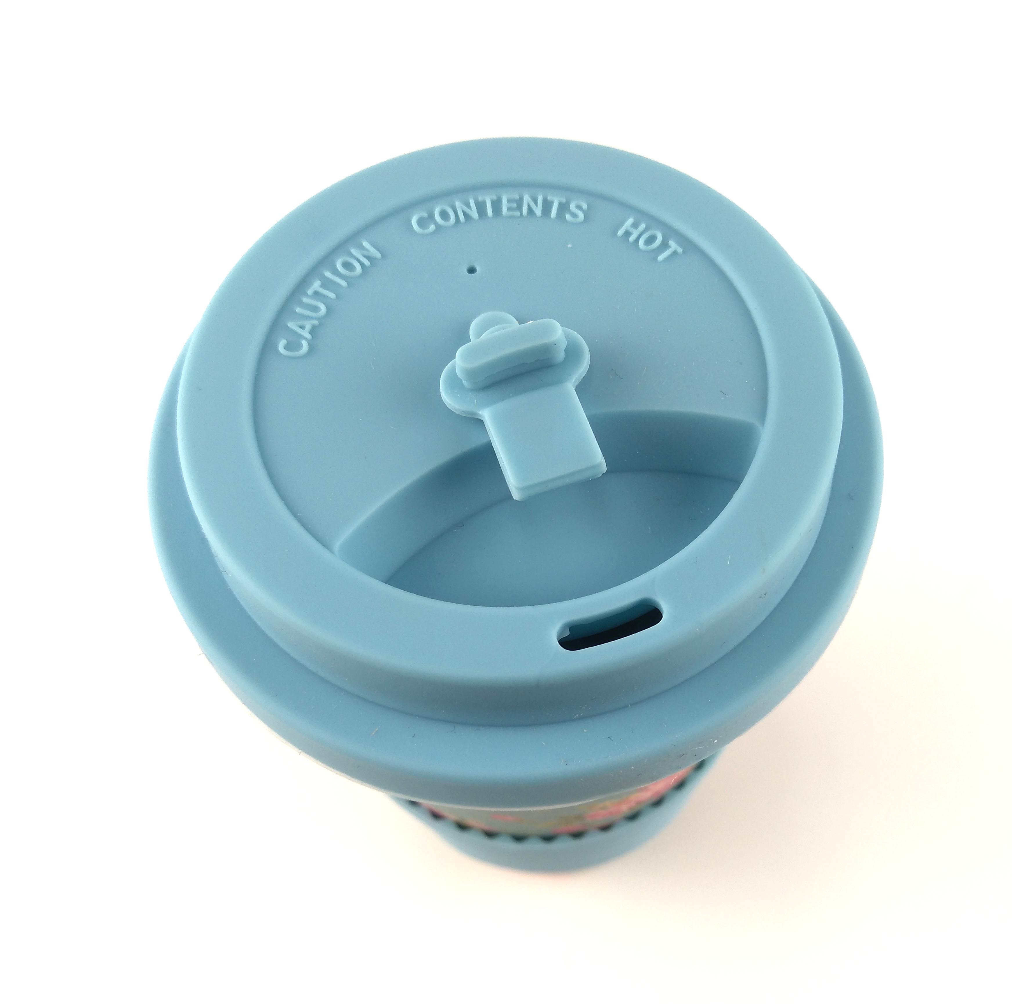 Eco-friendly Reusable Plant Fiber Travel Mug With Blue Floral Design