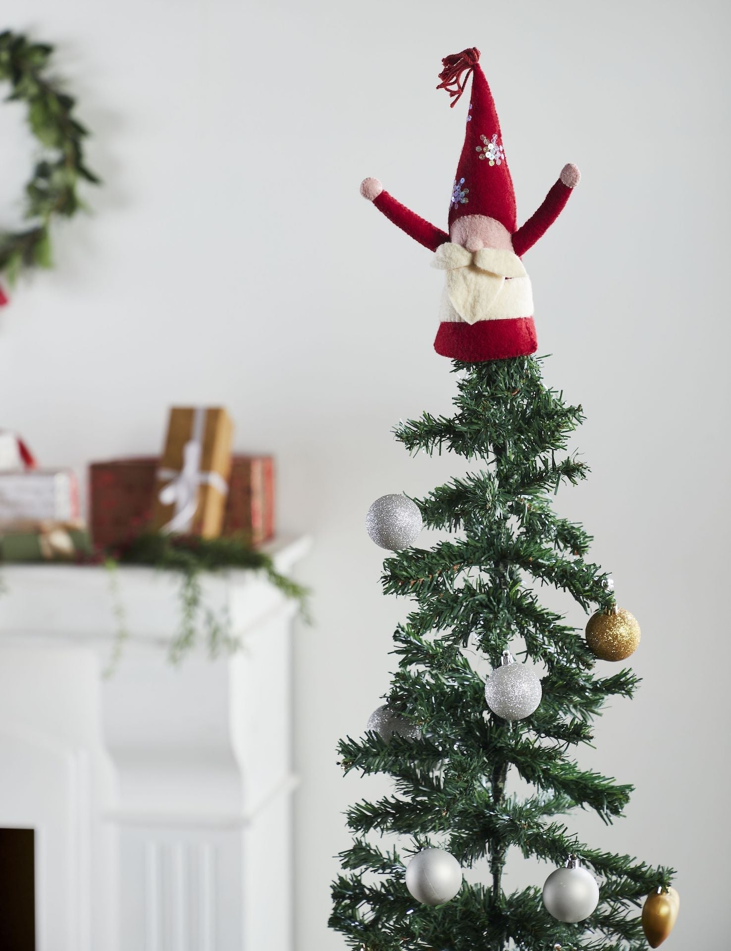 Handmade Christmas Gnome Figurine In Hand Felted Wool