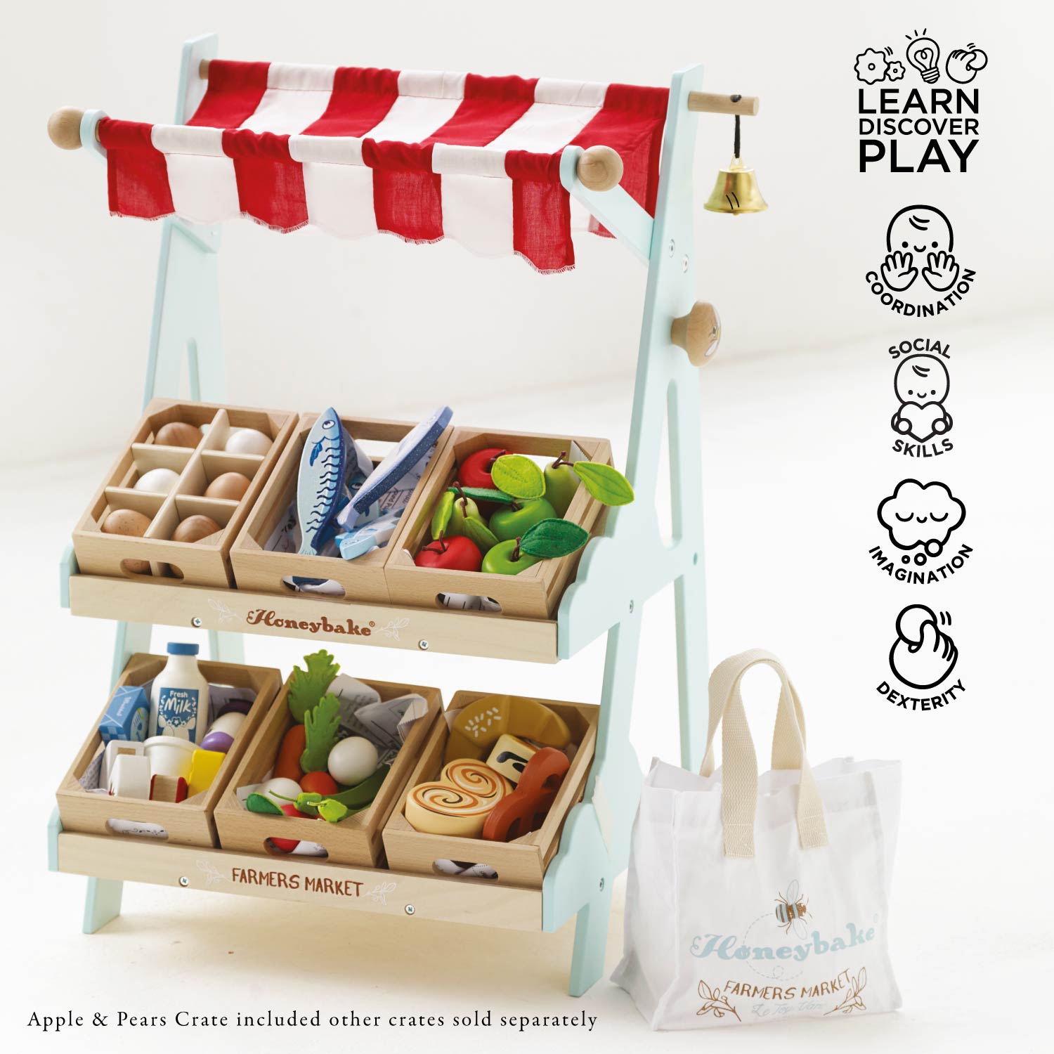 Wooden Market Stall & Fruit Play Food Crate