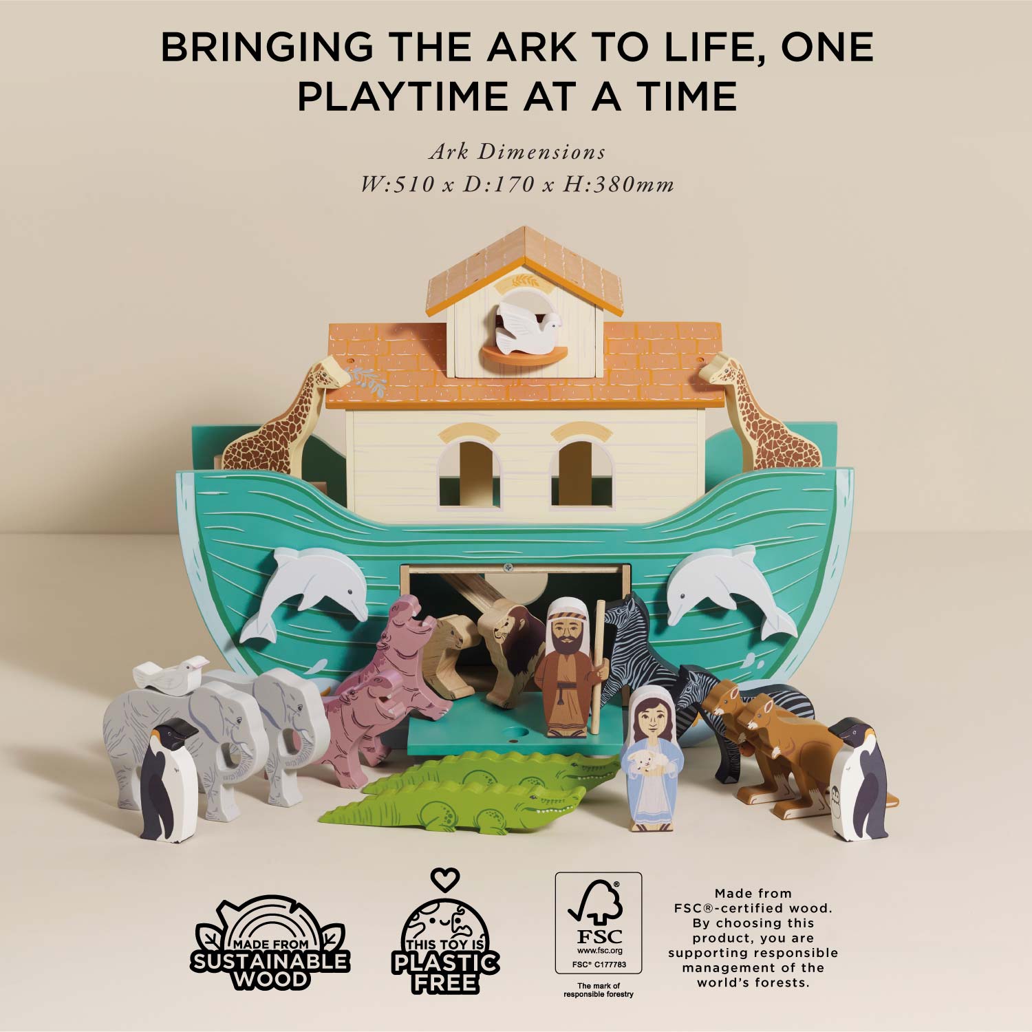 Noah's Great Wooden Ark & Animals
