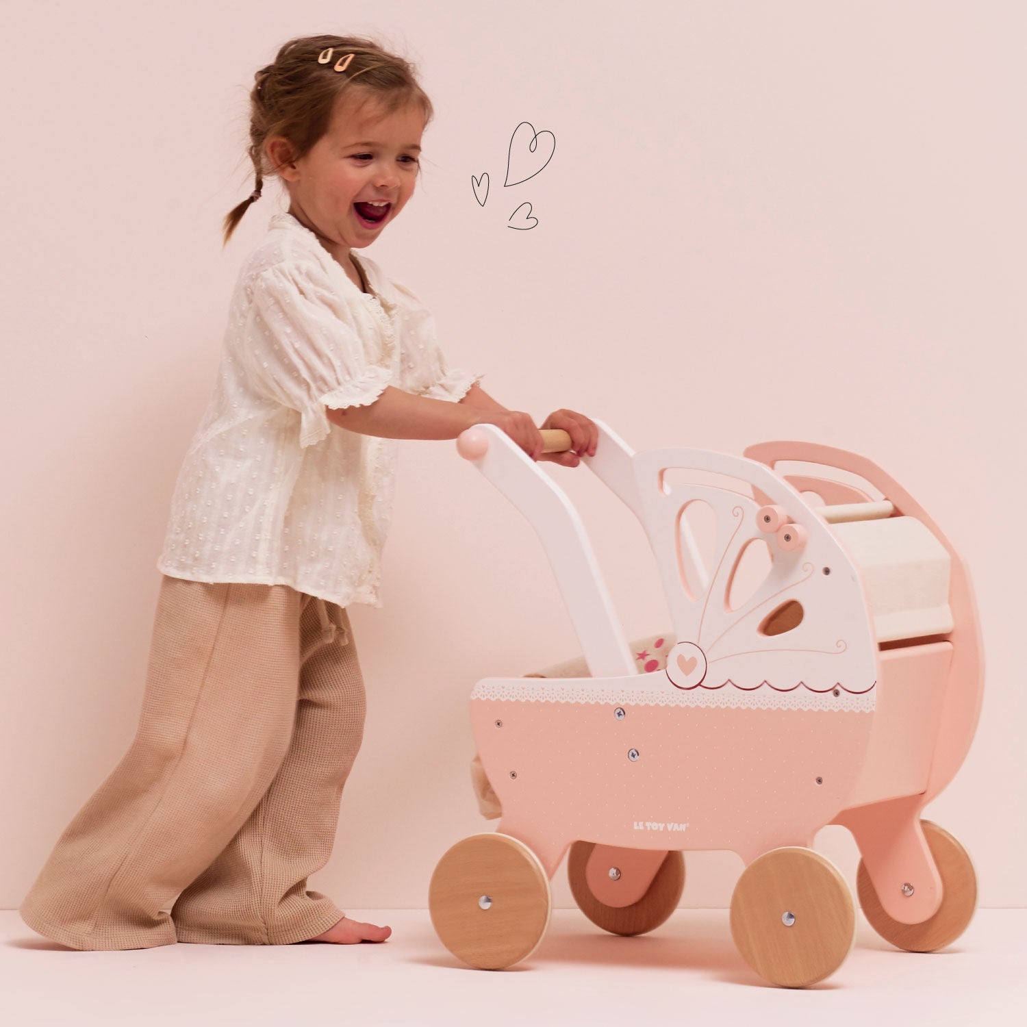 Retro Wooden Doll Stroller