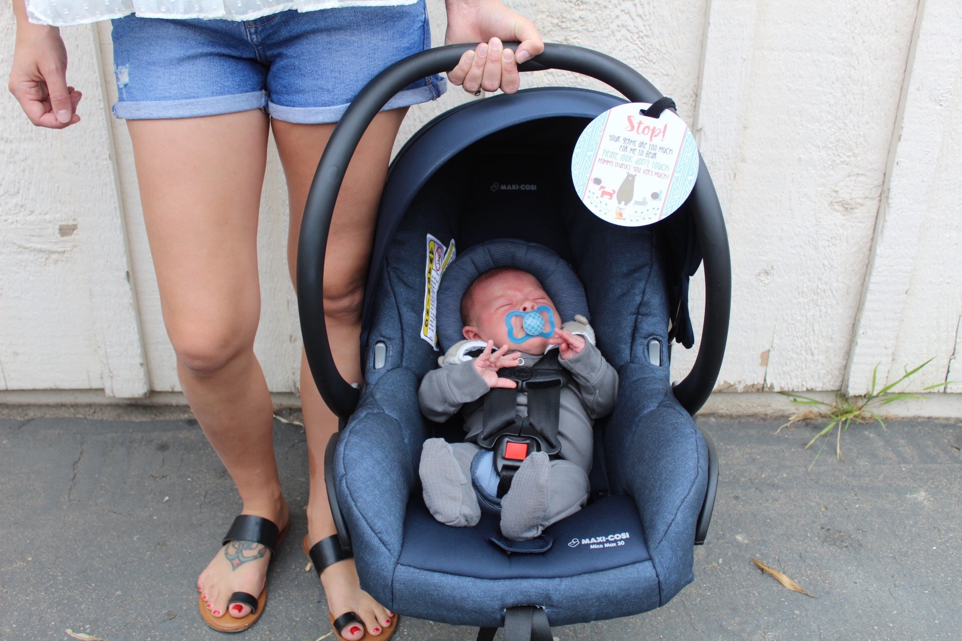 Woodlands No Touching My Newborn Car Seat Sign Tag