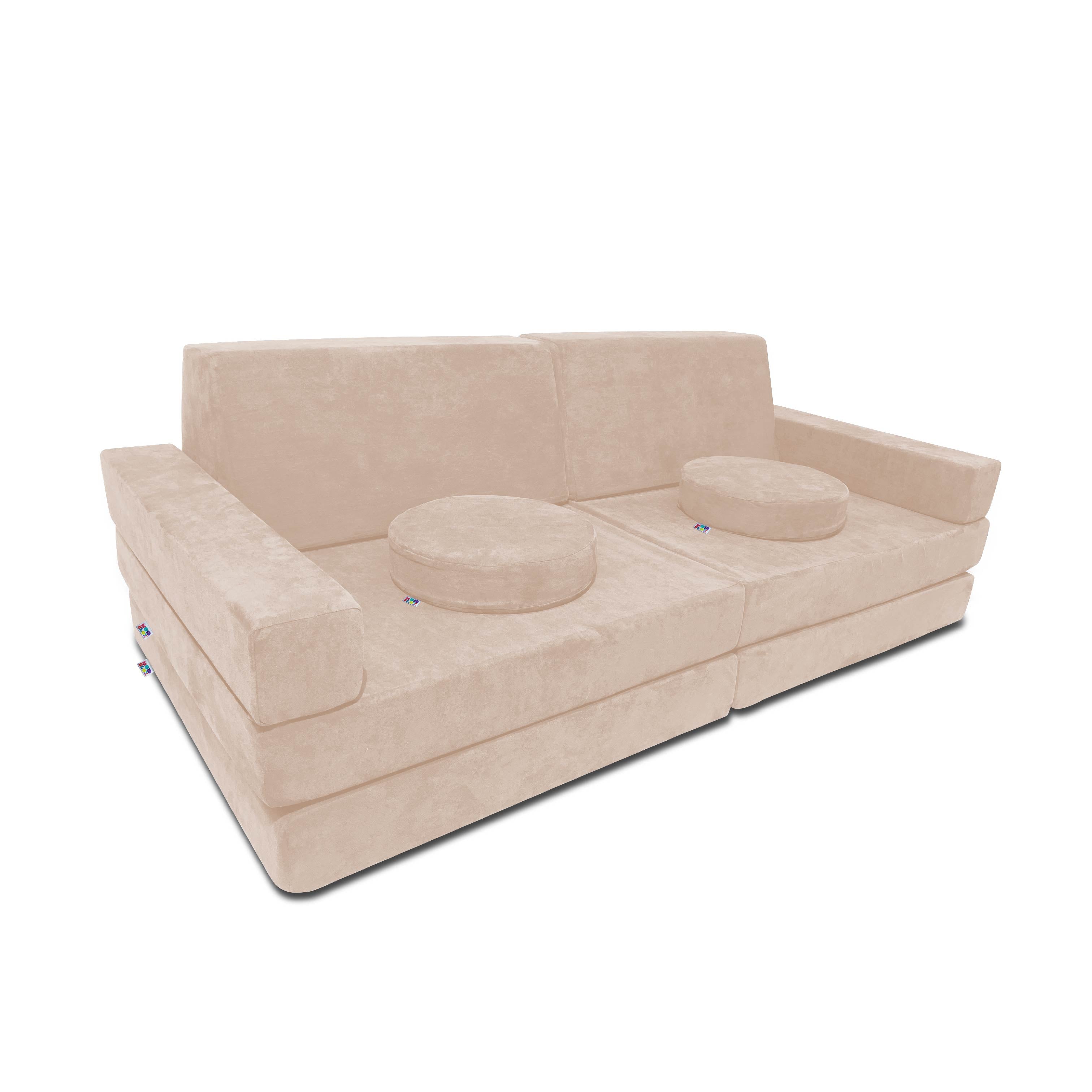 10 Piece Large Soft Furniture Playset Modular Microsuede Foam Play Couch For Creative Kids