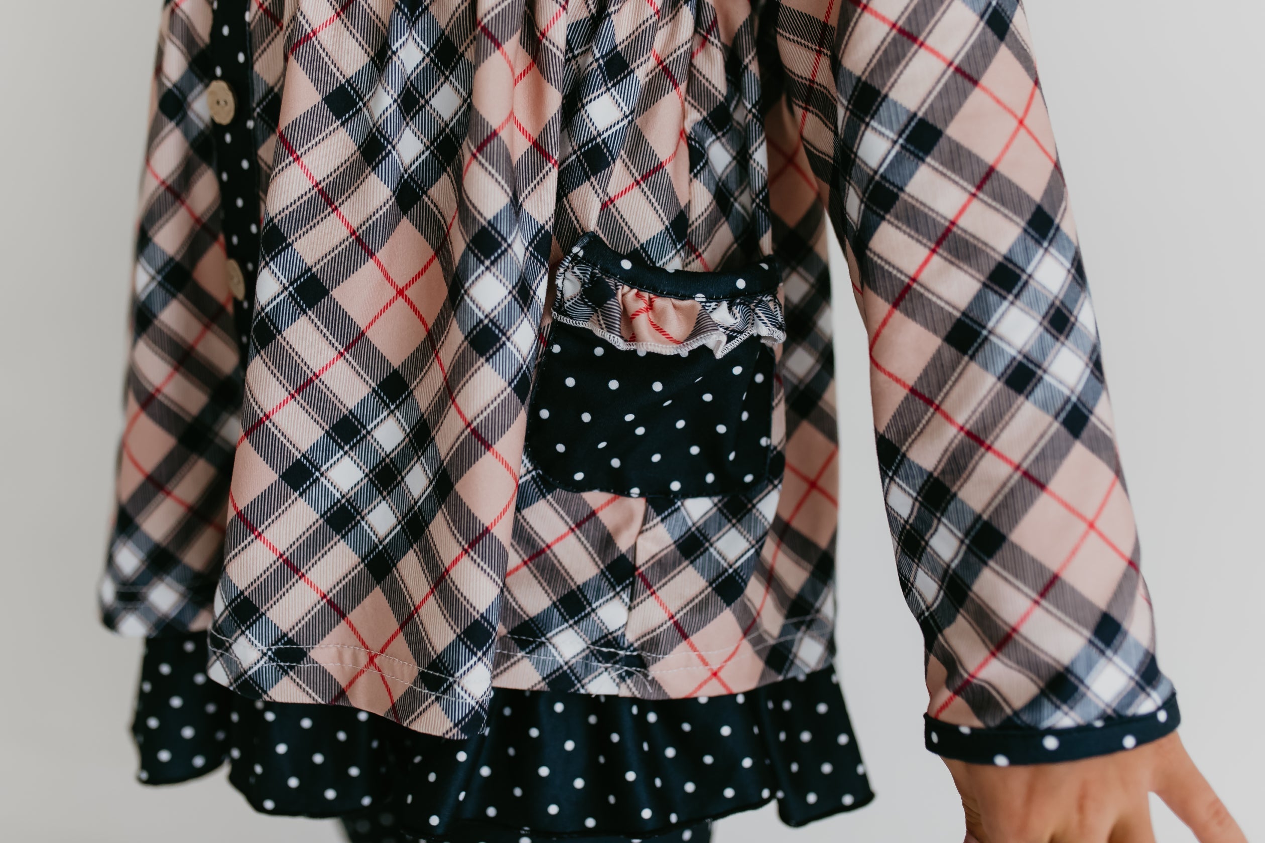 Tan Plaid Button Set