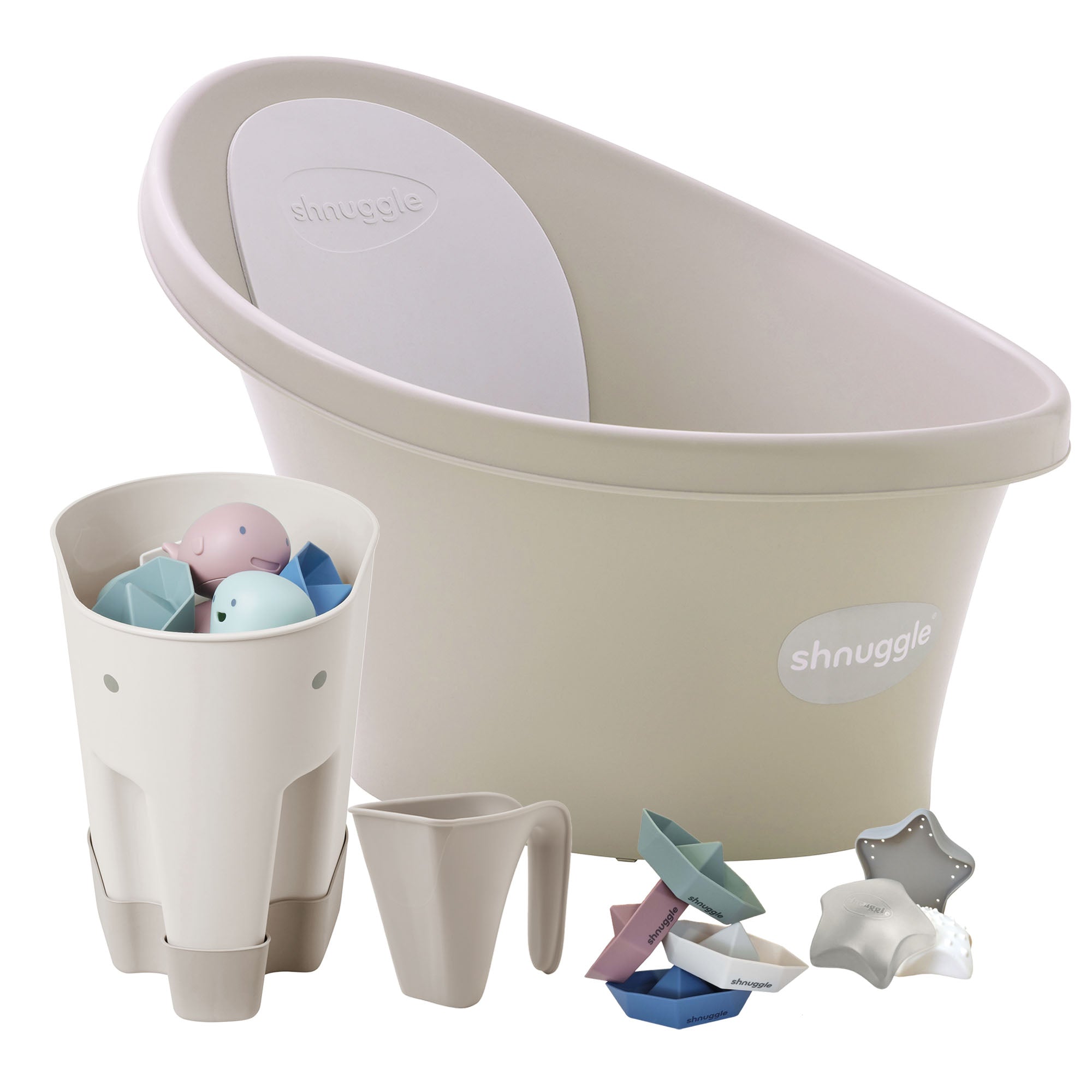 Shnuggle Newborn Bundle: Baby Bath & Accessories Bundle - 5-piece Set | Cozy Support, Easy Cleanup & Sensory Fun