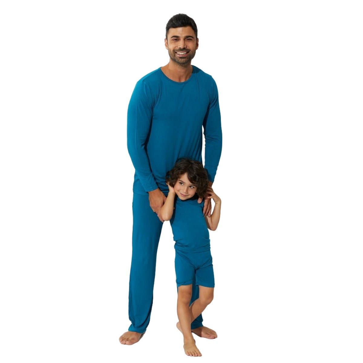 Teal Blue Bamboo Kids Pajama Short Set