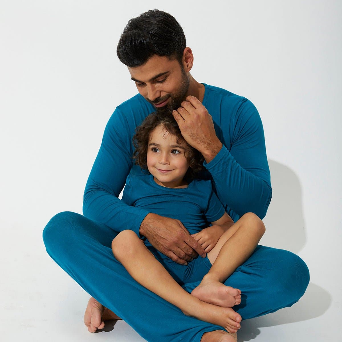 Teal Blue Bamboo Kids Pajama Short Set