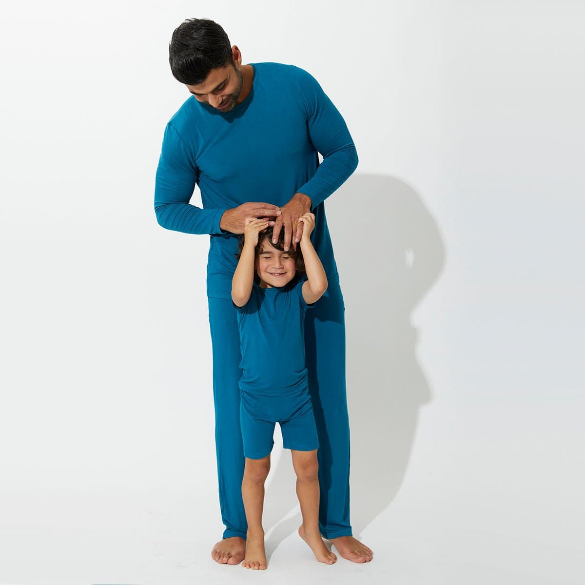 Teal Blue Bamboo Kids Pajama Short Set