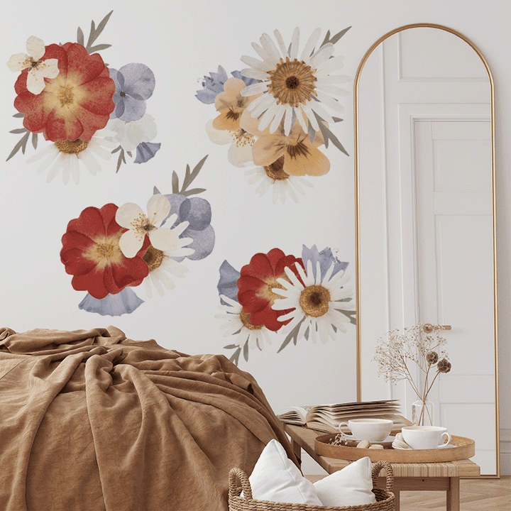 Pressed Floral Wall Decal Clusters
