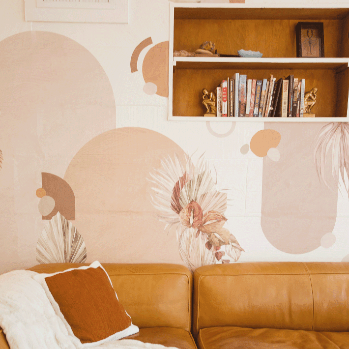 Textured Abstract Bohemian Palms Cluster Wall Decals