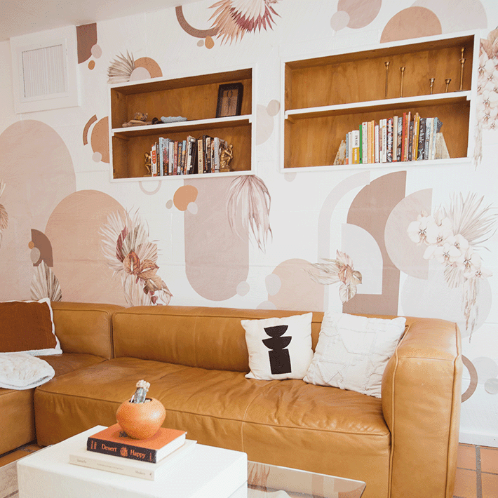 Textured Abstract Bohemian Palms Cluster Wall Decals