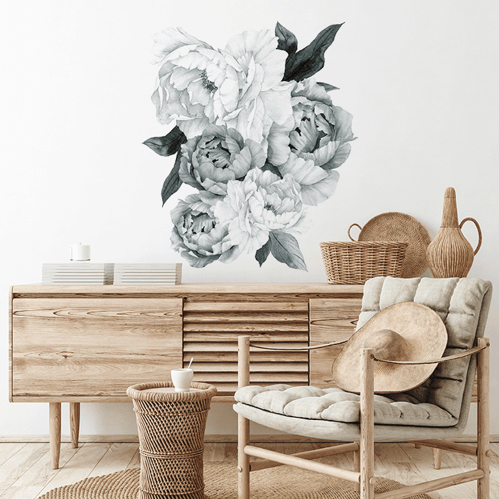 Midnight Peony Wall Decal Clusters