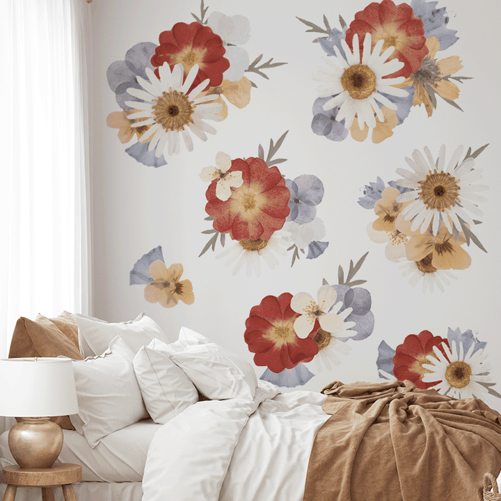 Pressed Floral Wall Decal Clusters