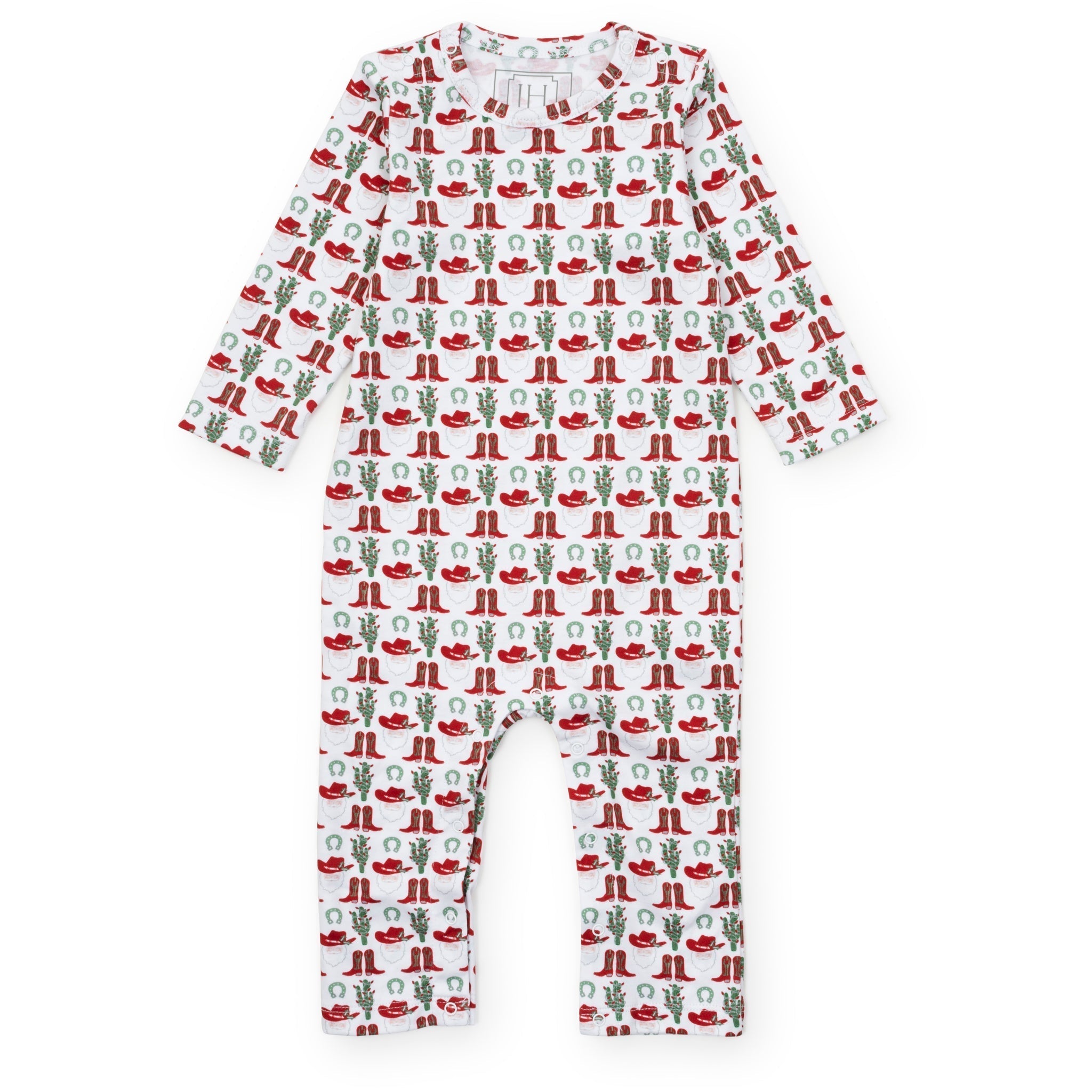 Thompson Boys' Pima Cotton Romper Cowboy Christmas