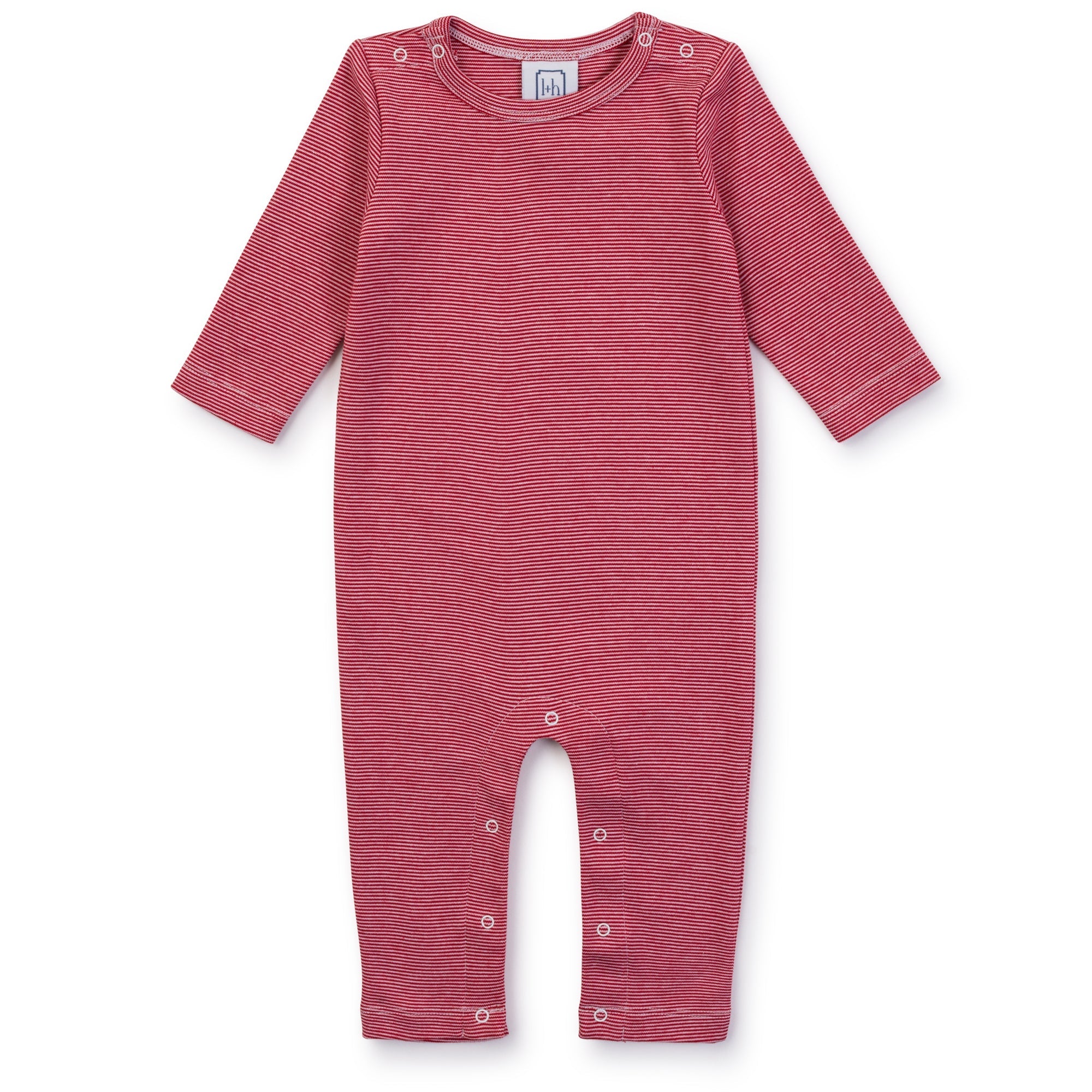 Thompson Pima Cotton Romper For Boys - Red Stripes
