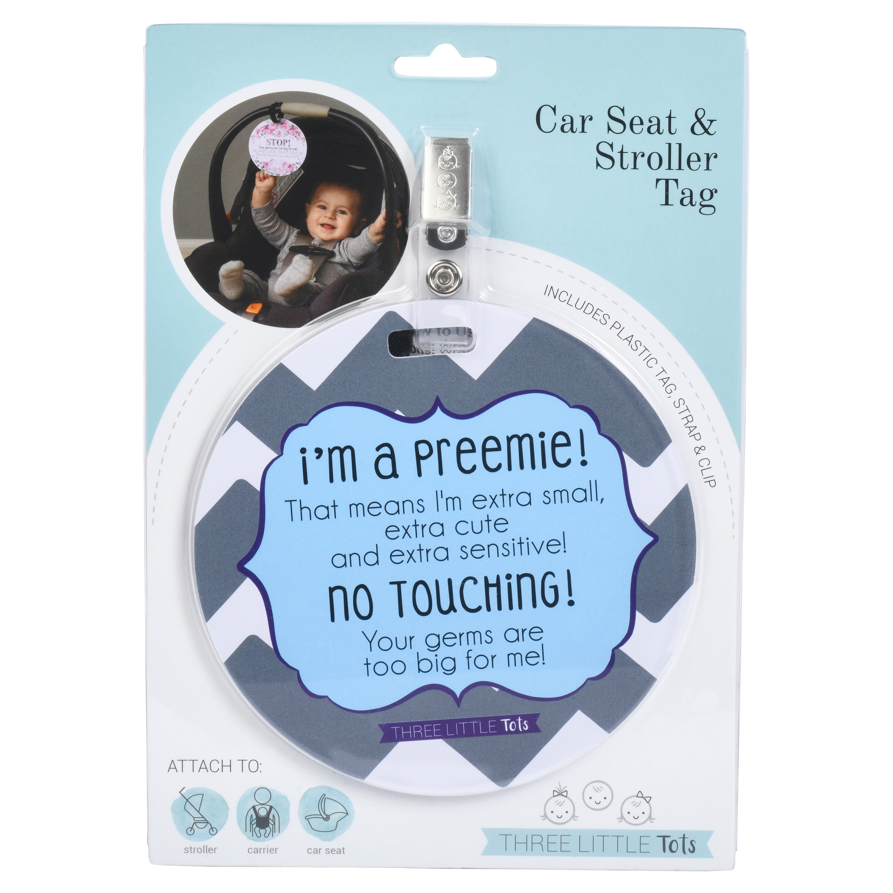 I'm A Preemie Boy No Touching Baby Car Seat Sign Tag