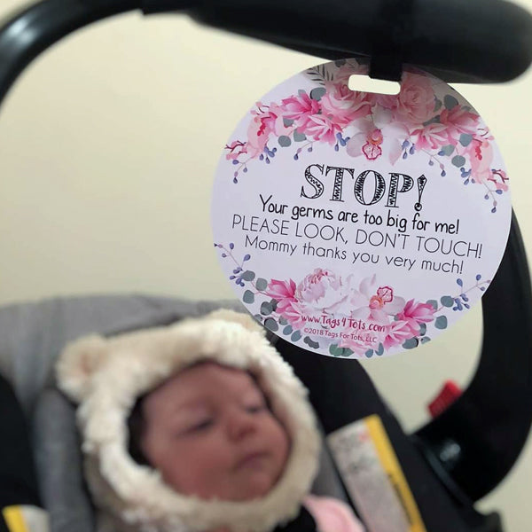 Flower No Touching Baby Car Seat Sign Tag