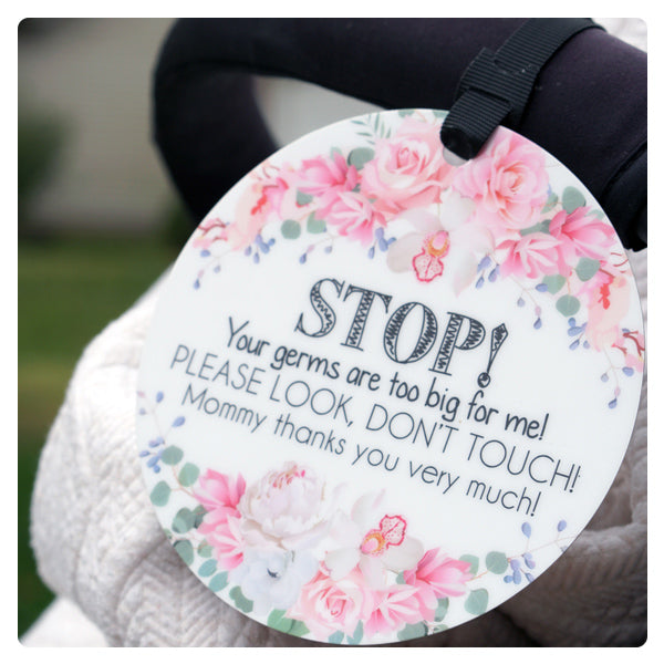 Flower No Touching Baby Car Seat Sign Tag