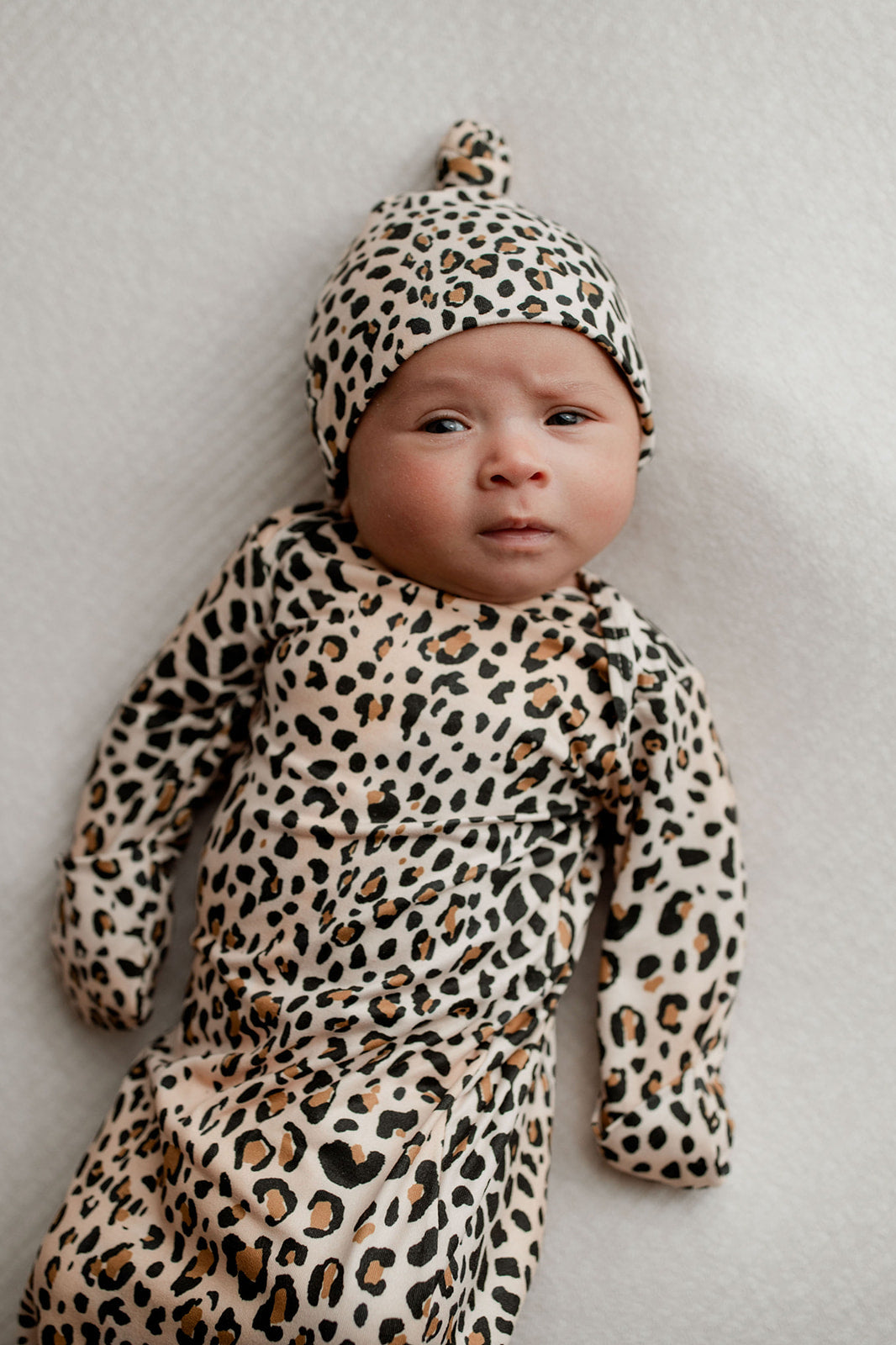 Leopard Knotted Newborn Baby Gown