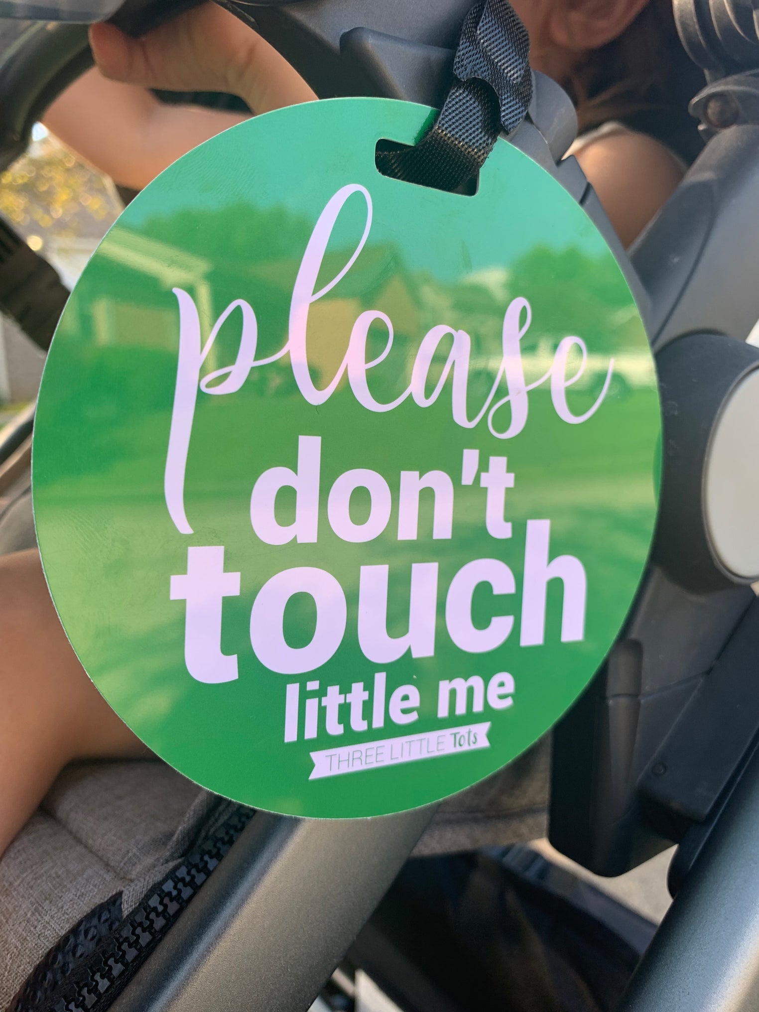 Green Please Don't Touch Little Me Newborn Car Seat Sign Tag