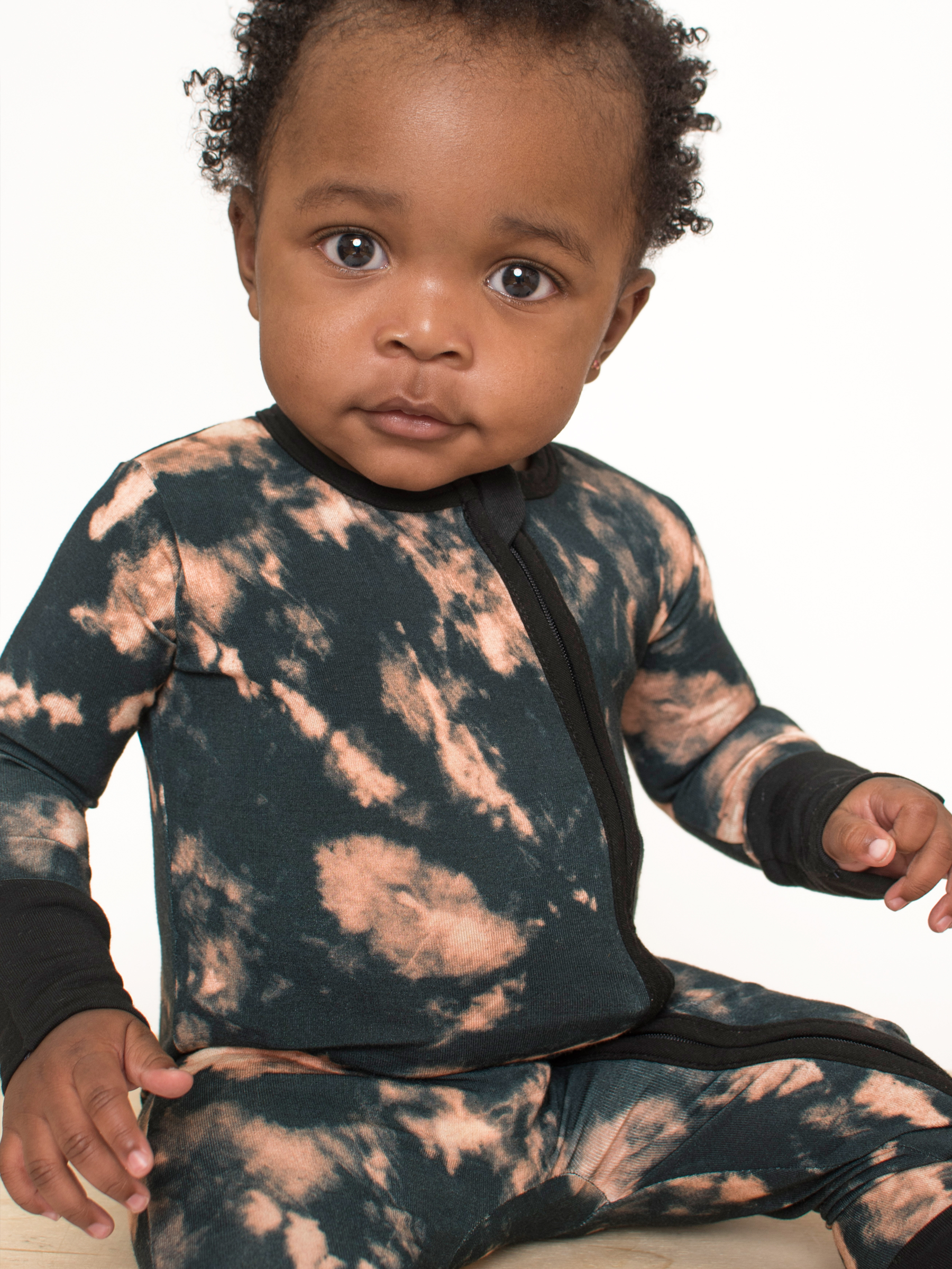 Black Tie-dye Zip Romper