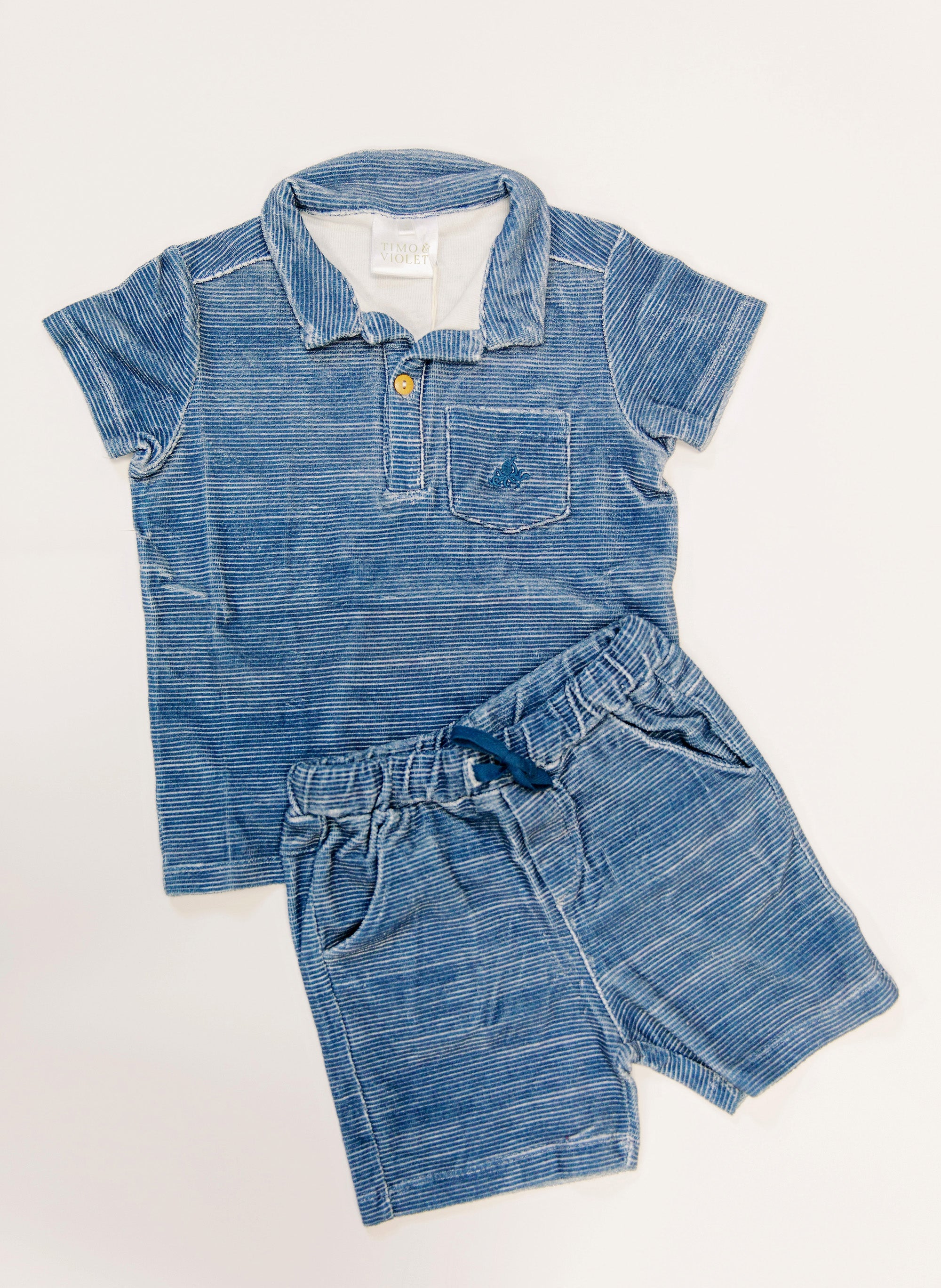 French Terry Polo - Sailor Navy Stripe
