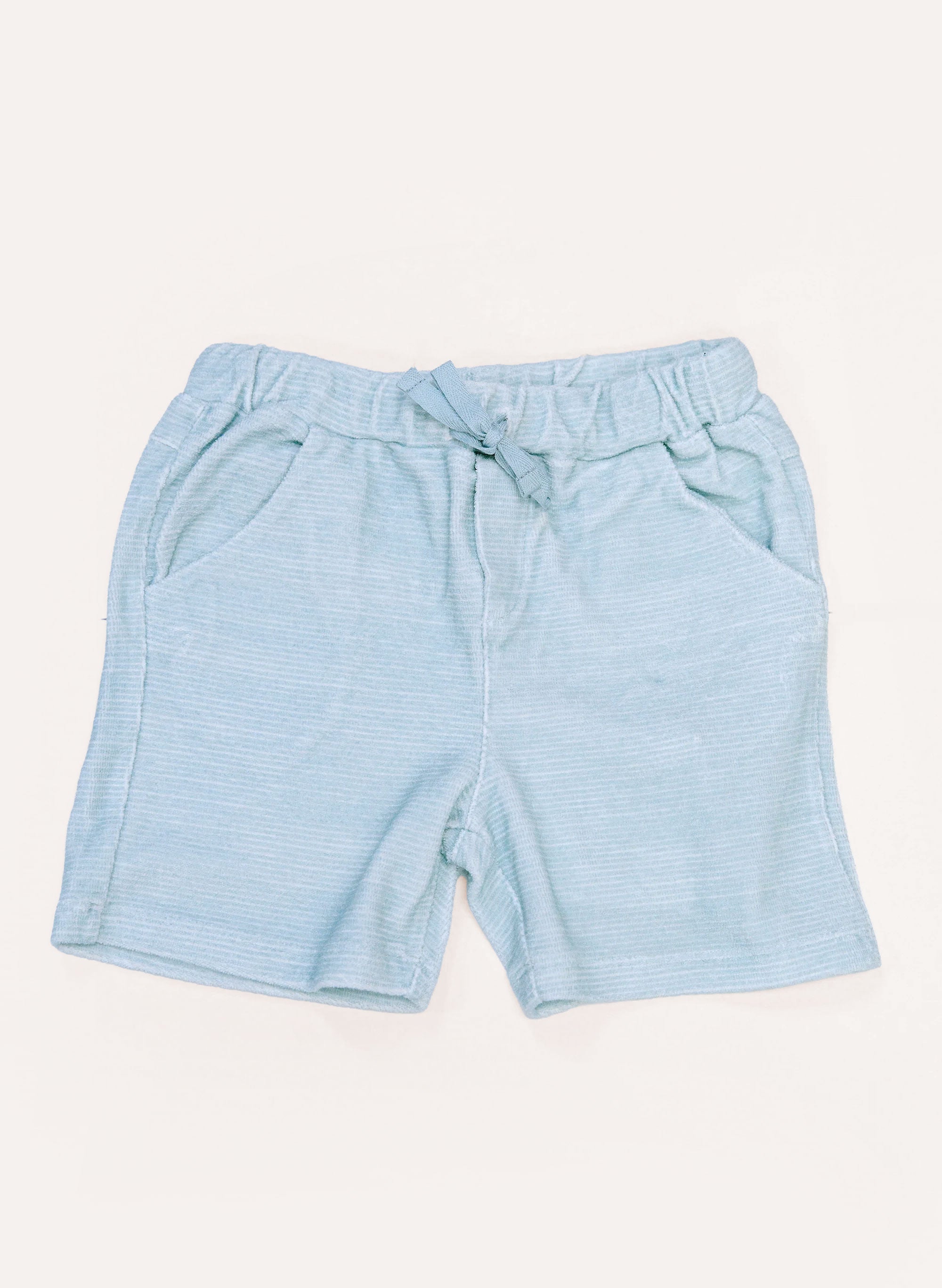 French Terry Shorts - Misty Blue Stripe