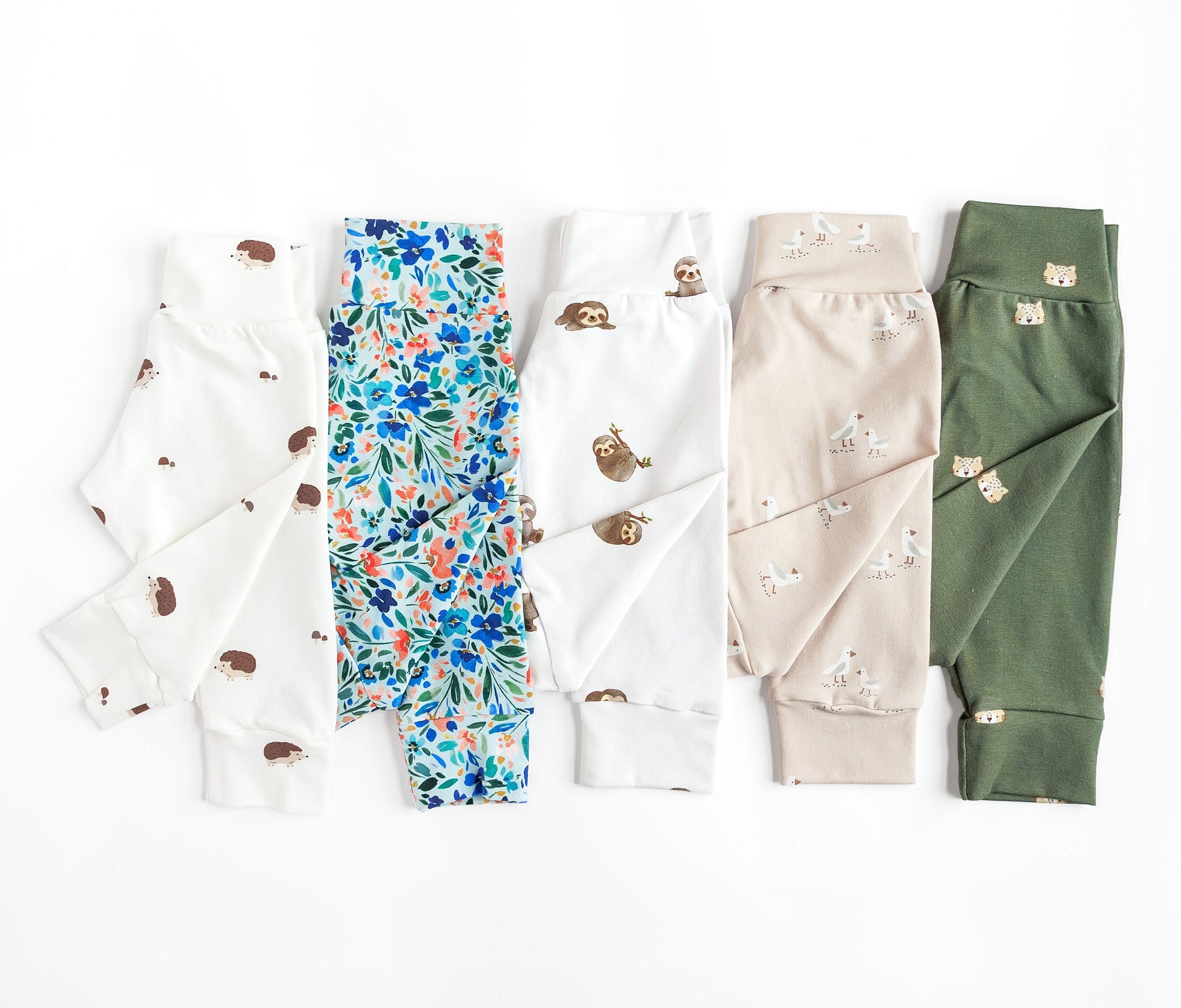 Sloths On Ivory Baby & Toddler Cotton Knit Leggings
