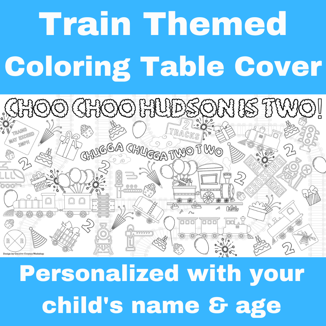 Train Birthday Coloring Tablecloth