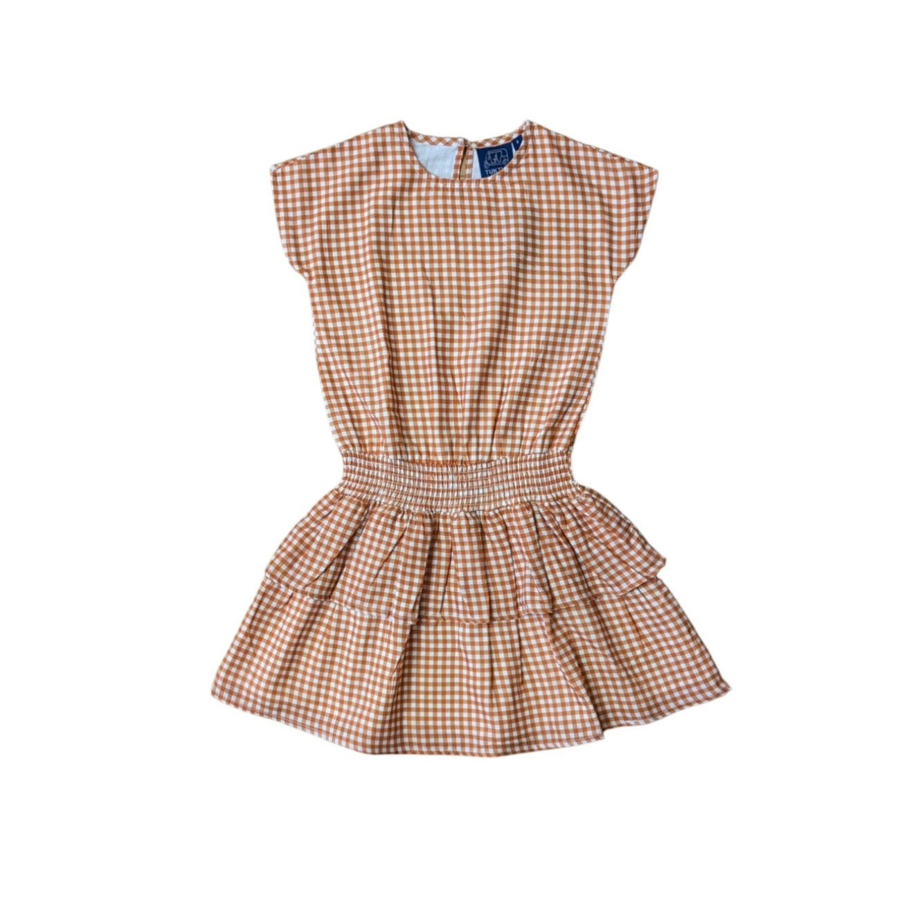 Orange Gingham Tween Smock Waist Dress