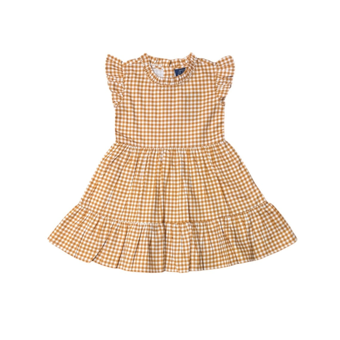Orange Gingham Ruffle Dress