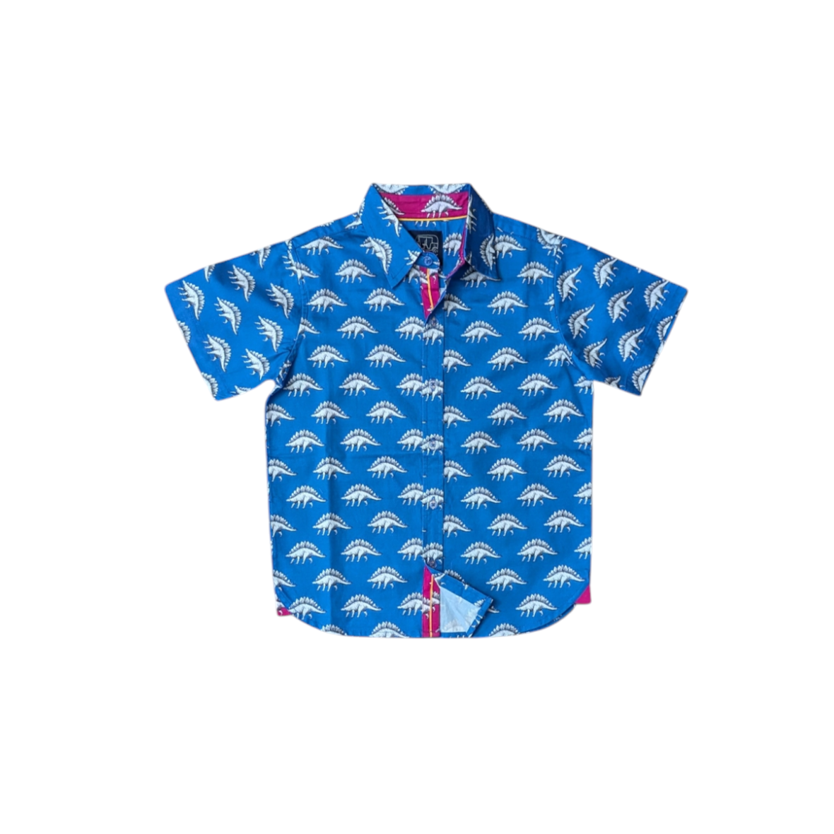 Blue Dino Shirt In Short Sleeves