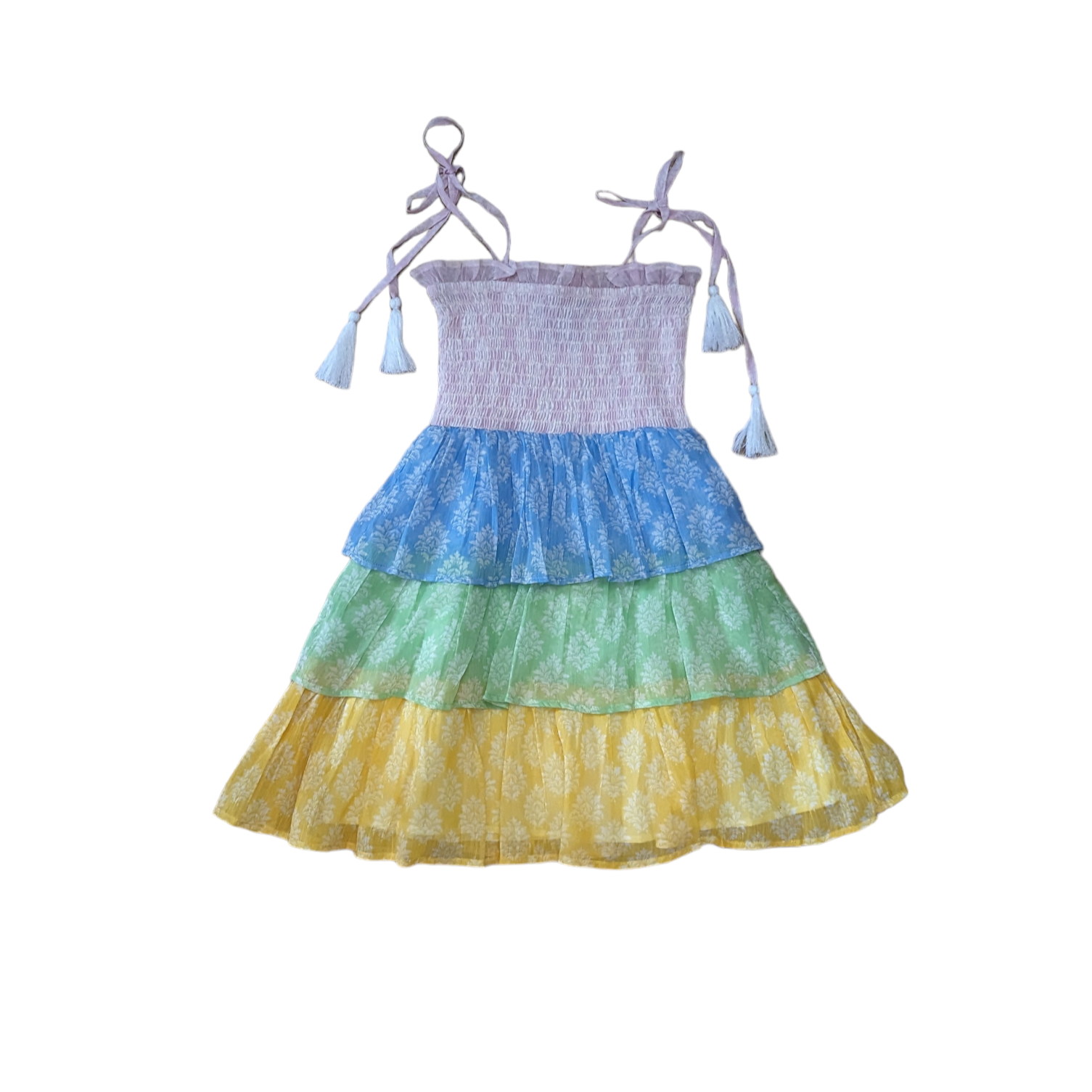 Tuktuk Designs Smock Bodice Tiered Dress Block Print, 2 Tuktuk Designs Smock Bodice Tiered Dress Block Print, 2