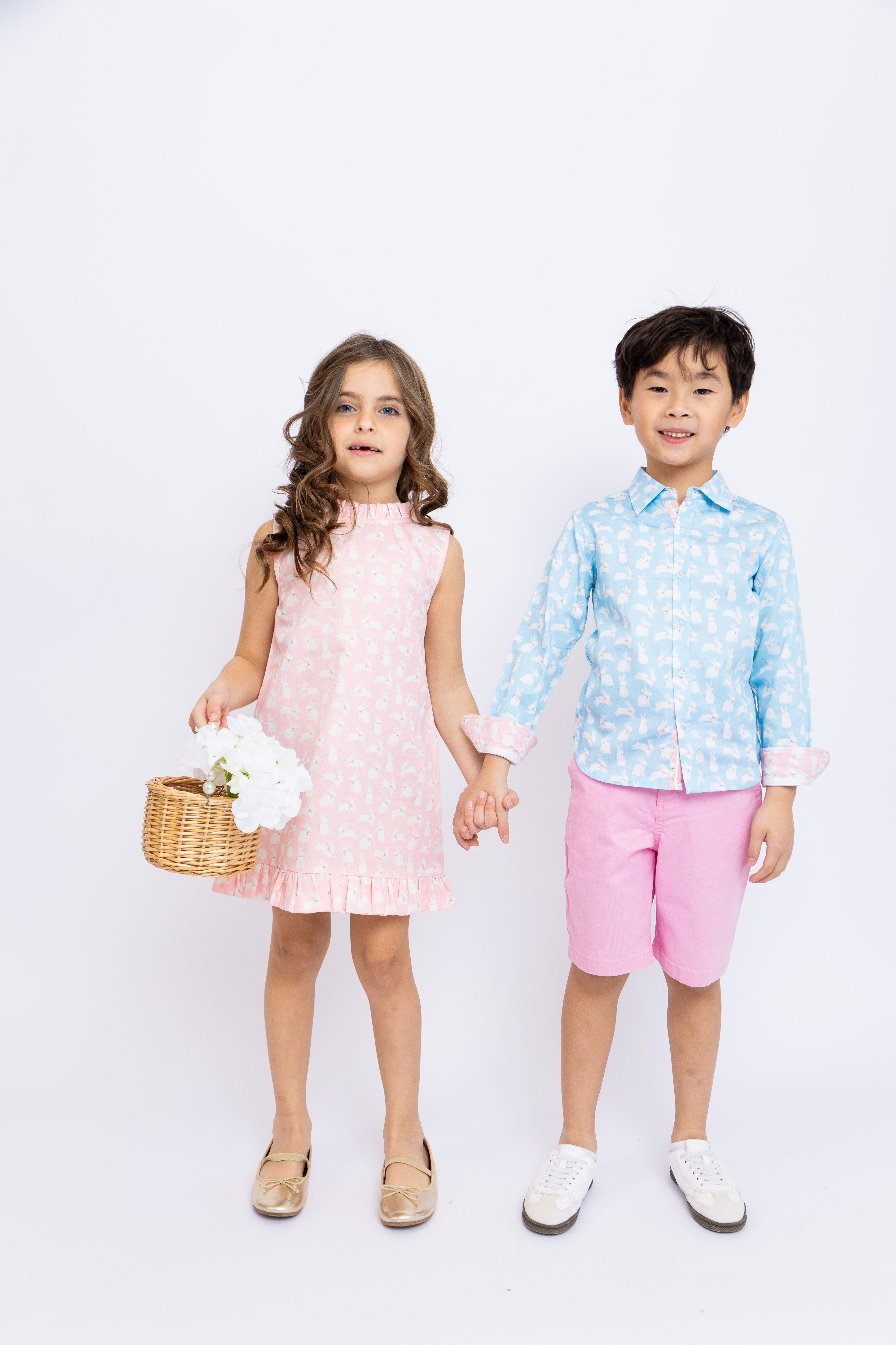 Pink Bunnies Shift Dress With Back Bow