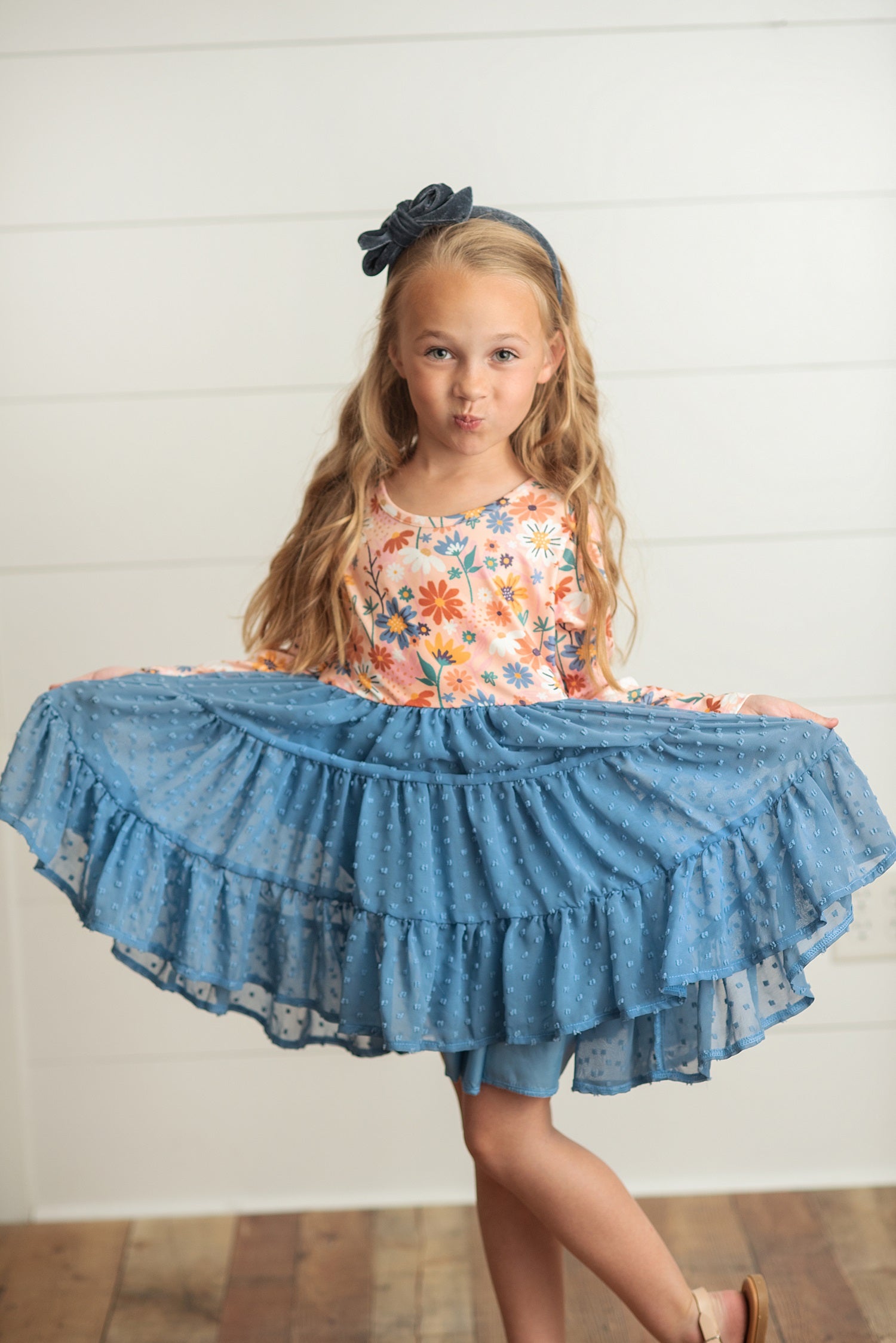 Tulle Teal Floral Dress
