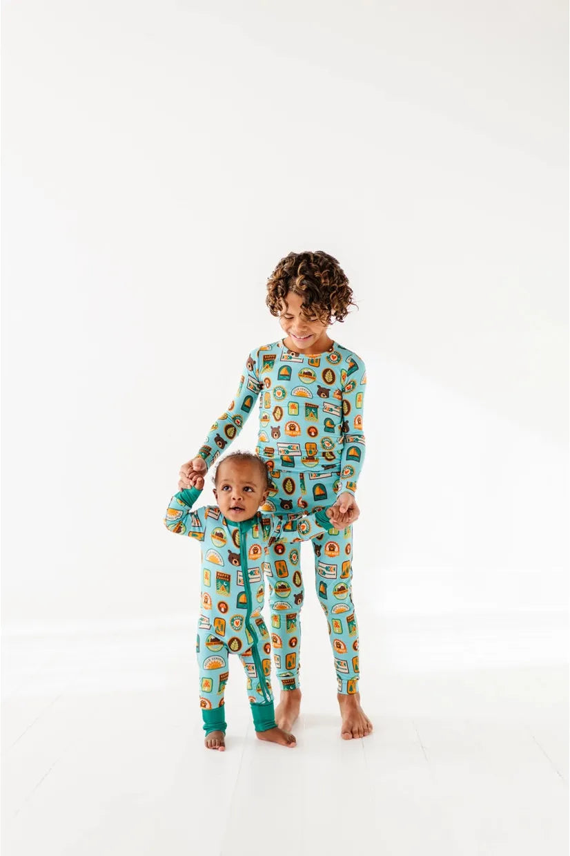 Bamboo One Piece Zip Pajama - Let's Explore Nature Badges