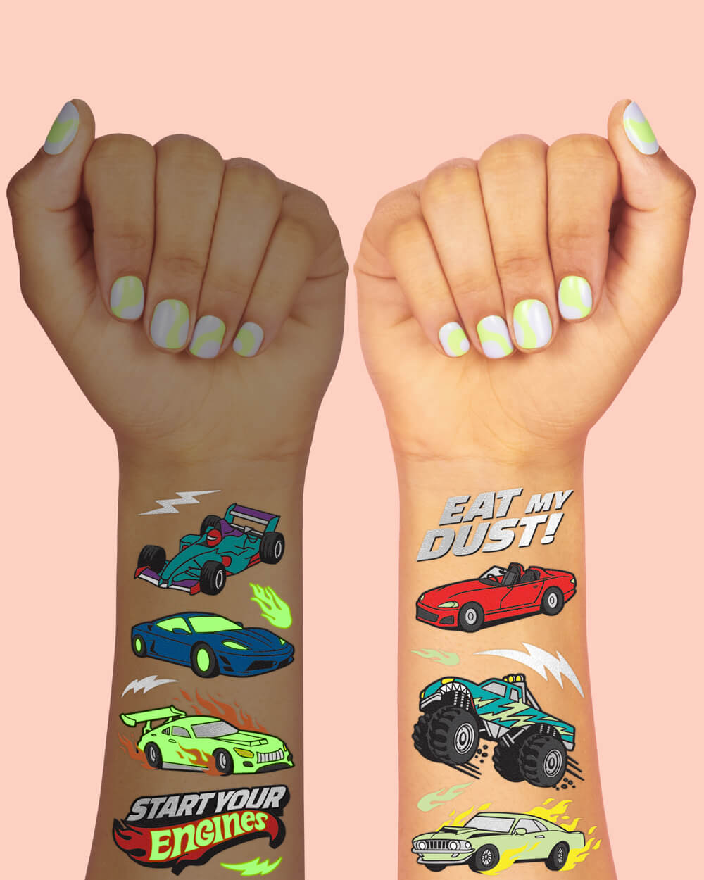 Vroom Vroom Glo Tats - 42 Foil Temporary Tattoos