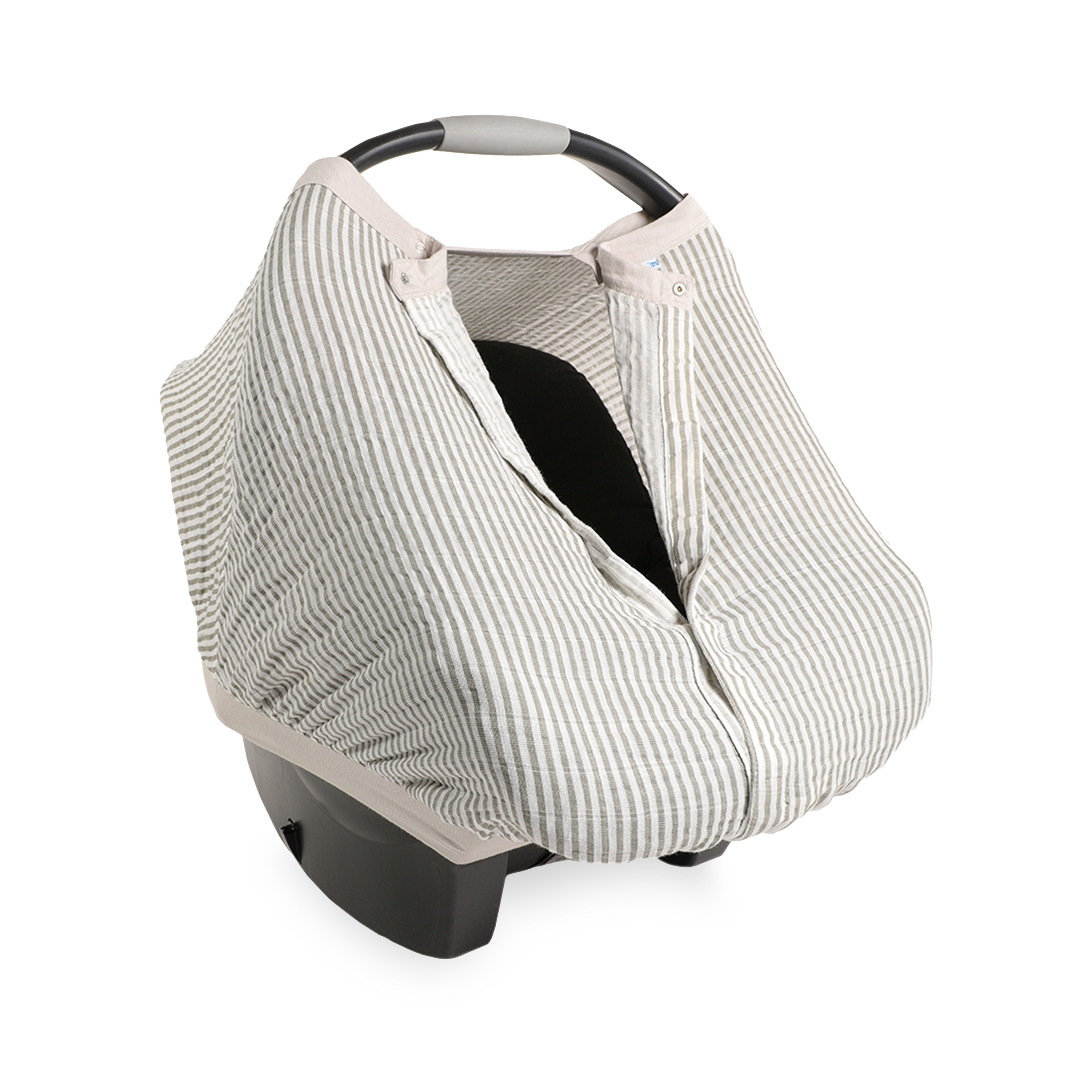 Cotton Muslin Car Seat Canopy - Grey Stripe